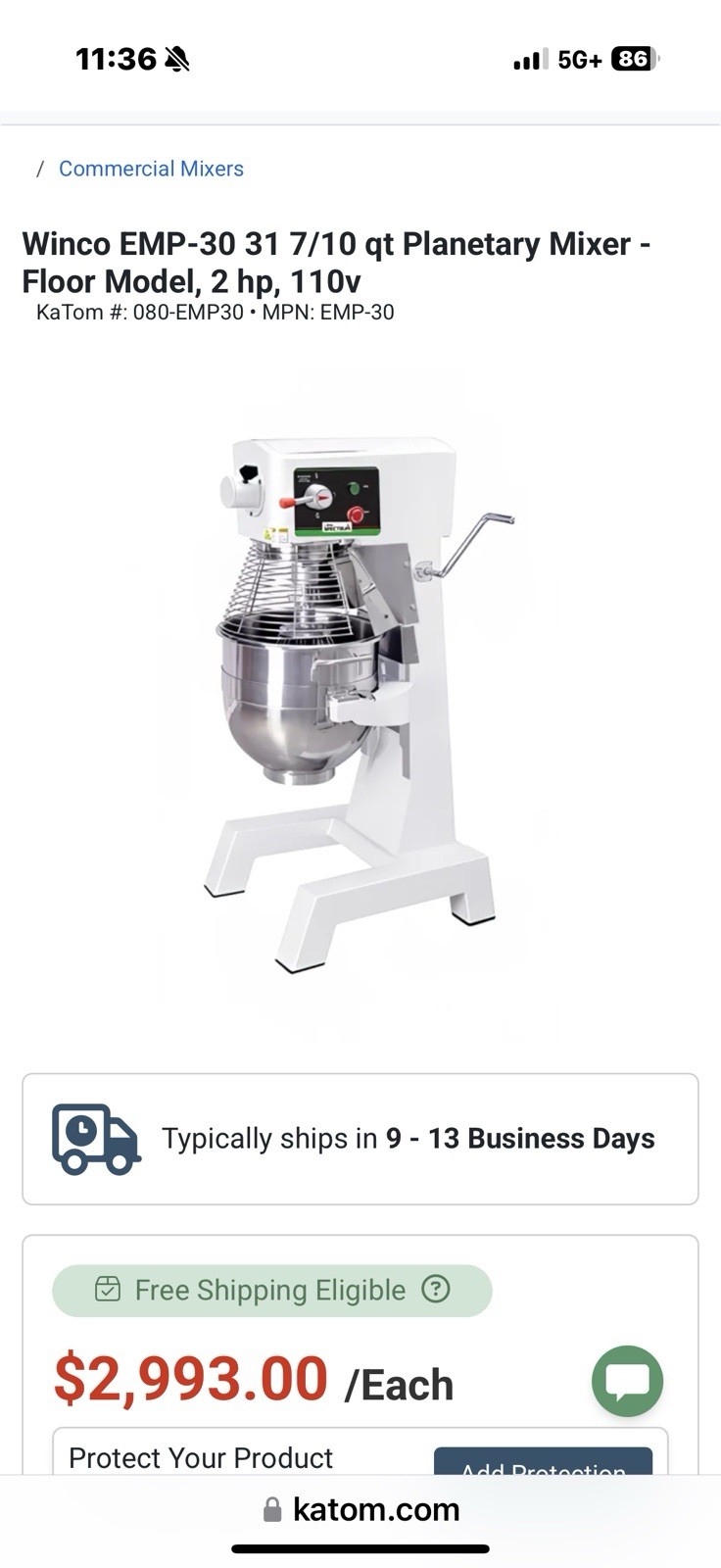 WINCO 30 QT PLANETARY MIXER NEW