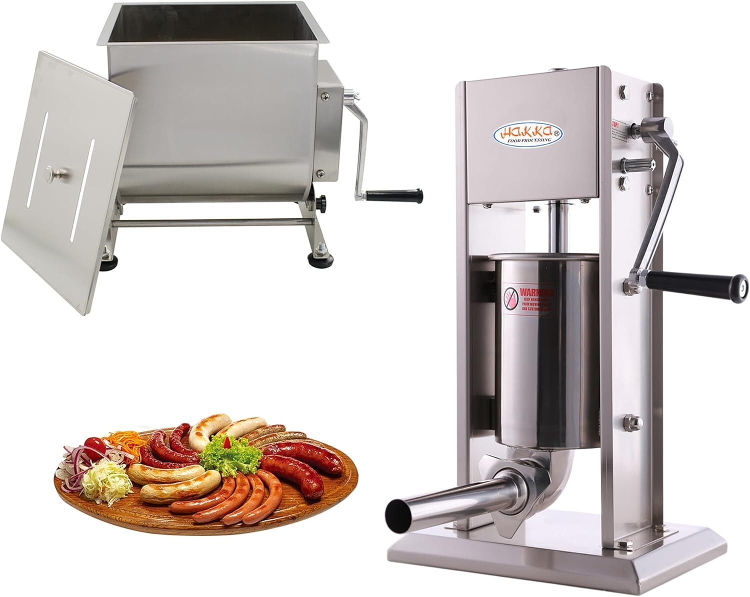 Hakka 30Lbs Tiltable Meat Mixer with 7Lbs Stainless Steel Sausage Stuffer