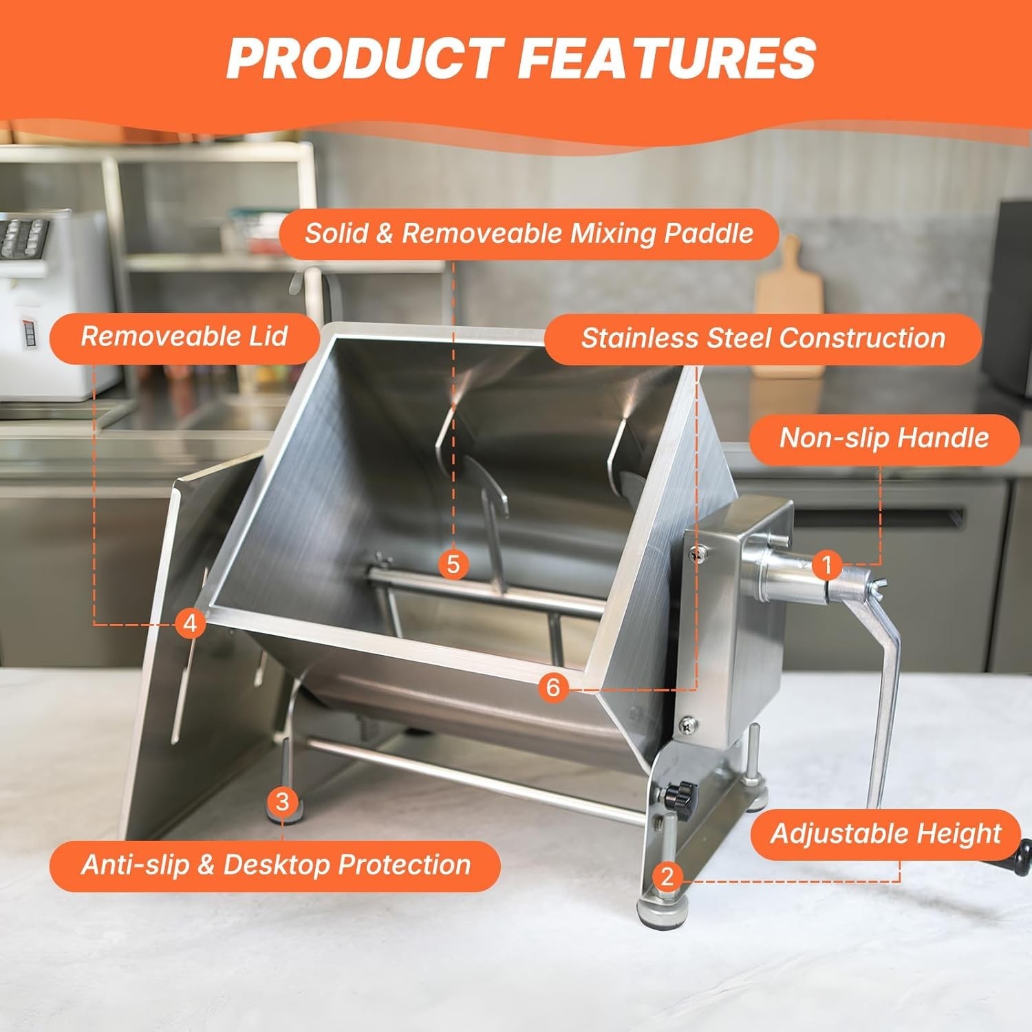 Hakka Commerical Meat Mixer, Stainless Steel 10L Tilt Tank Manual Meat Mixer …