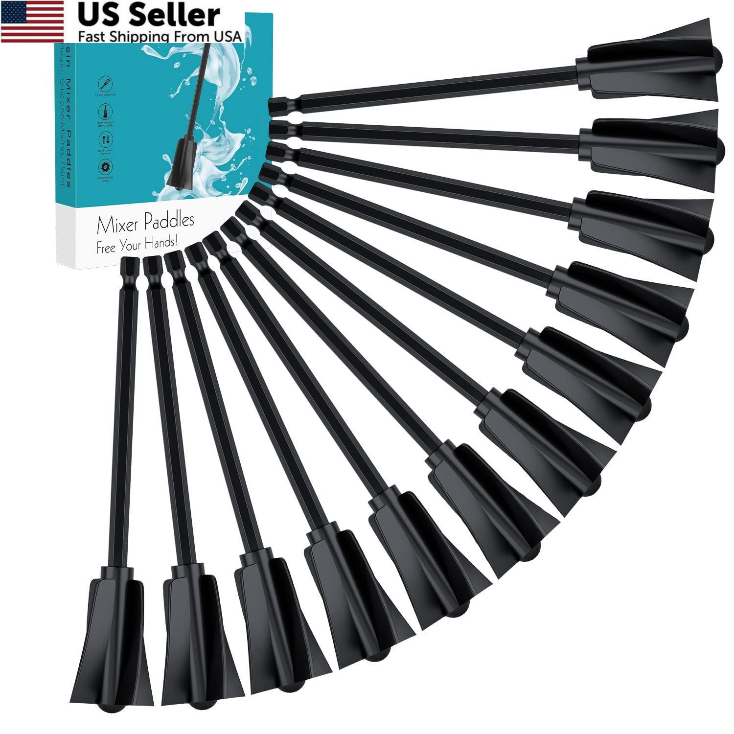 Suzzam Resin Mixer Paddles, 12 pcs Plastic Epoxy Plastic-12PCS, Black