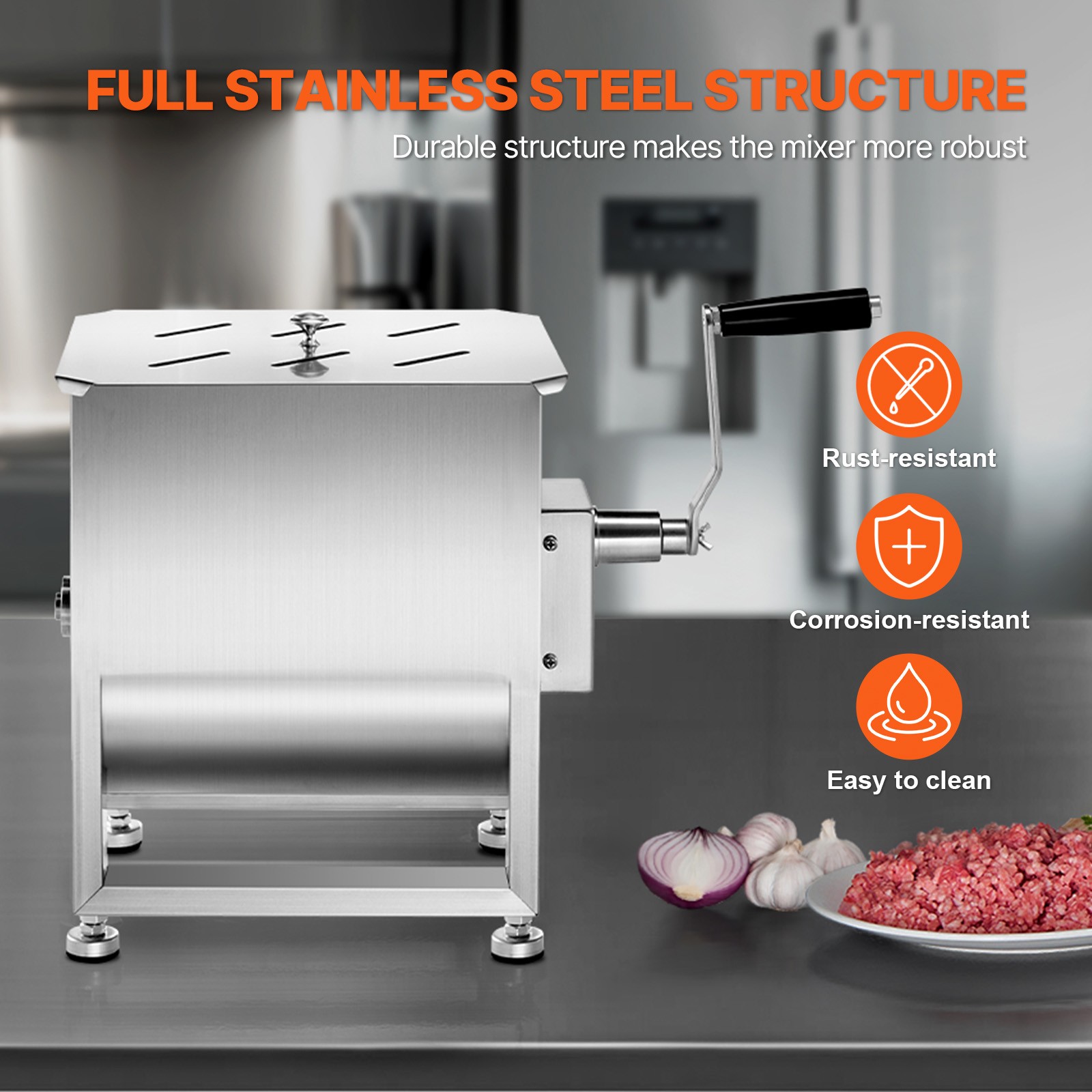 Uimoso Manual Meat Mixer 20L Fixed Tank Mixing Max 30LB for Meat Sausage Mixer