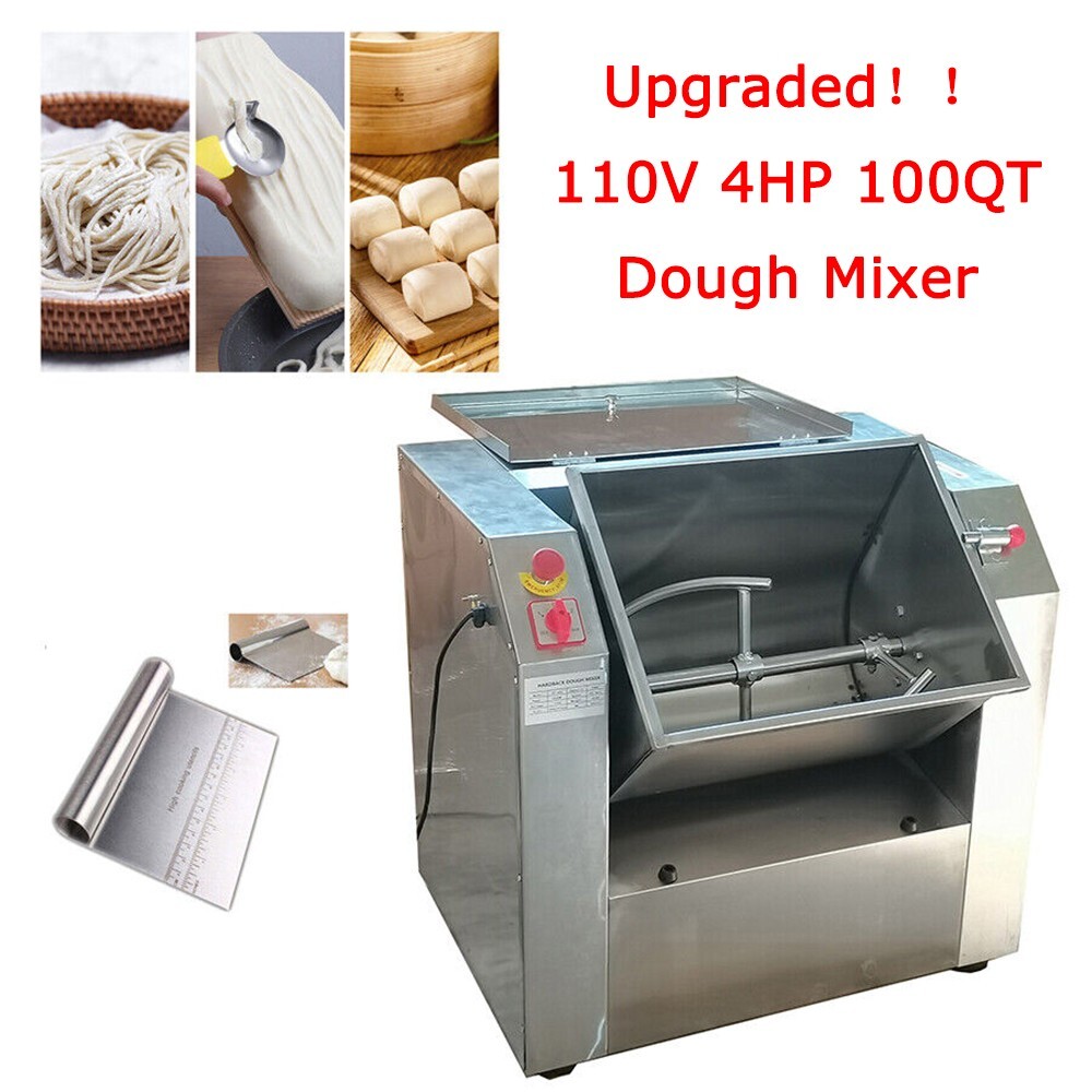 Upgrade 100QT Commercial Dough Mixer Mixing Machine 110V 50KG Dough Blender NEW
