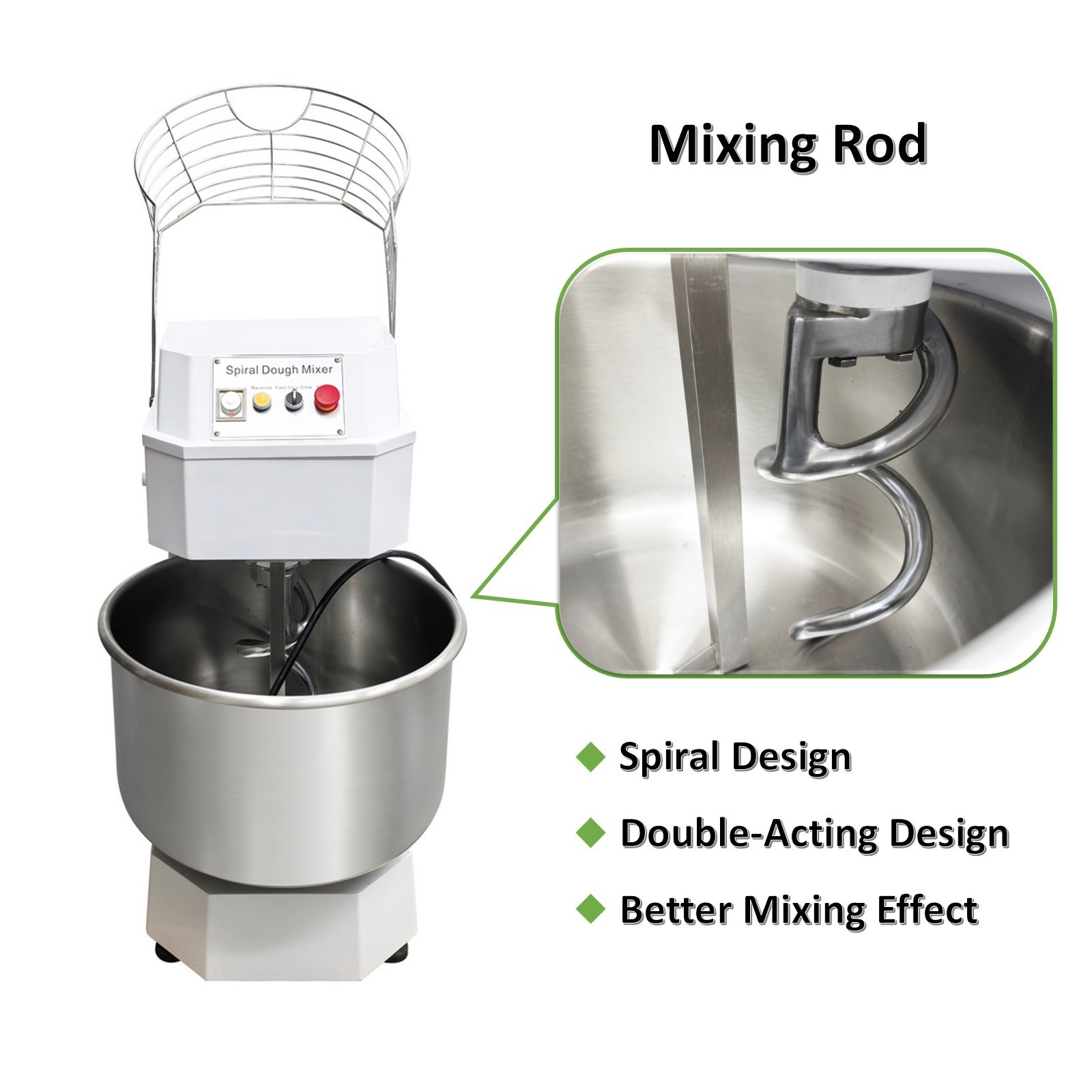 80L Commercial Double-acting Double-speed Dough Mixer Machine 220V Three-phase