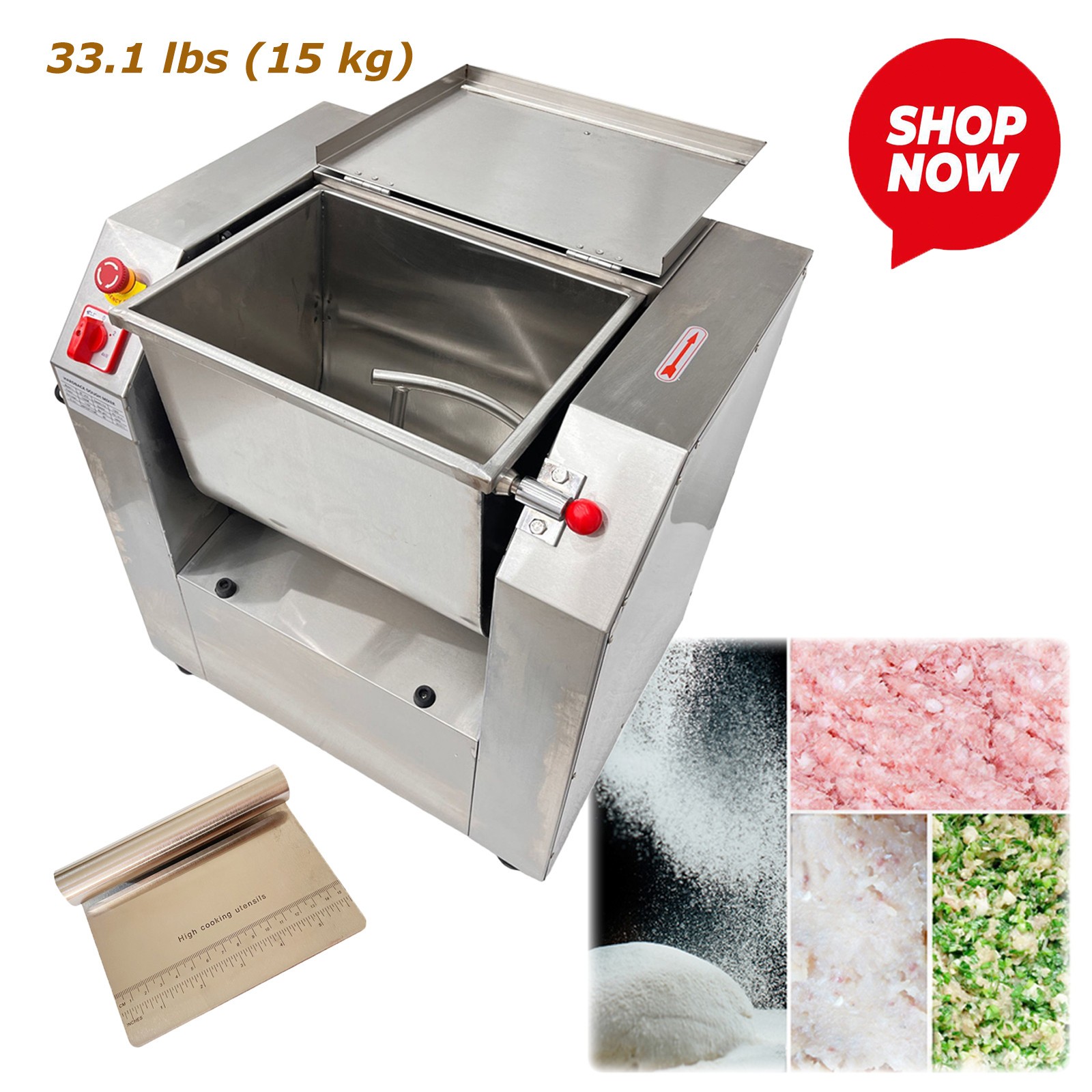 15KG Commercial Eletric Multifunctional Mixer Food-grade S/S For Dough Meat
