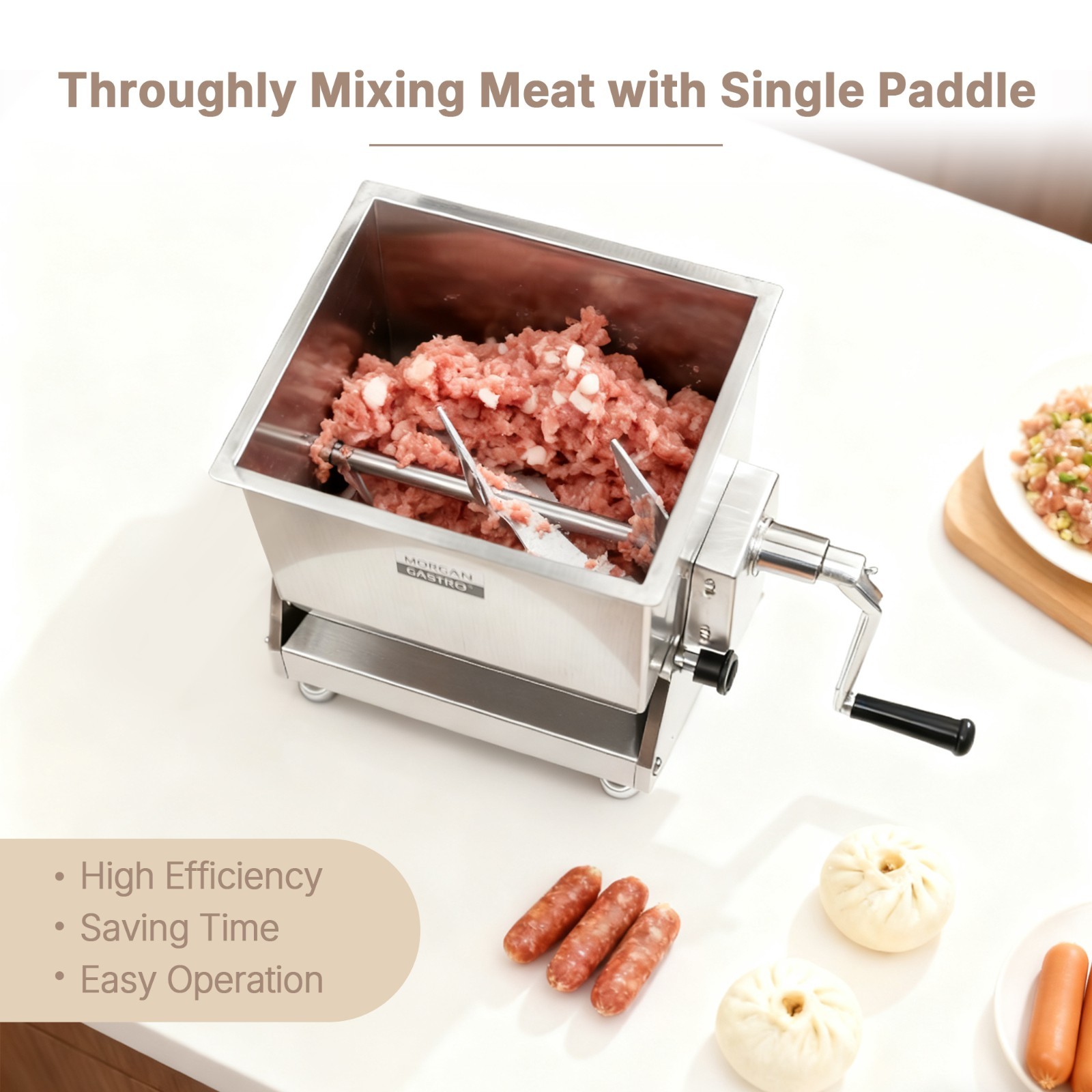 MorganGastro 30lbs Meat Mixer Manual Tilt Sausage Mixing Machine Stainless Steel
