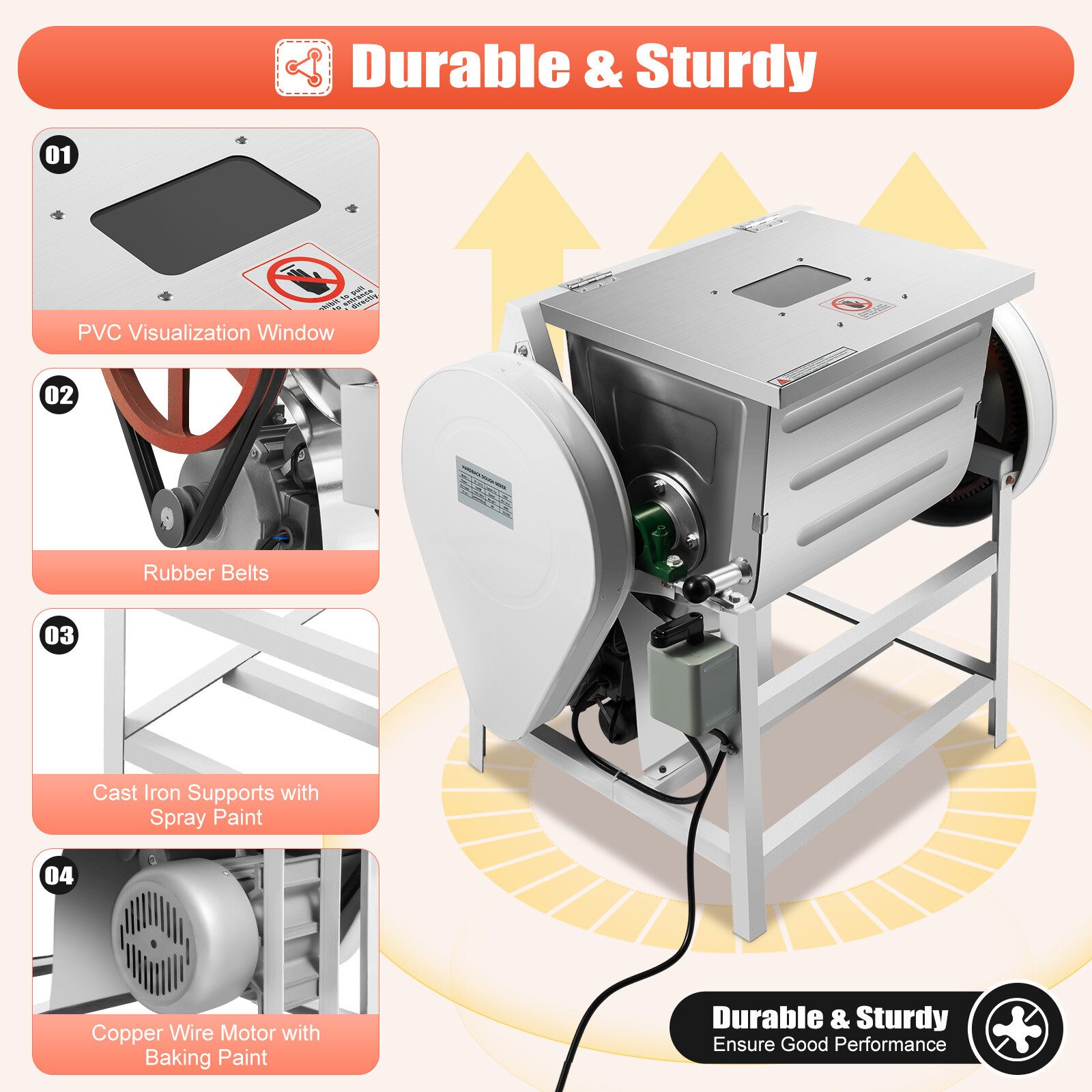 Commercial 30QT Electric Dough Mixer Stand Flour Mixing Machine Stainless Steel