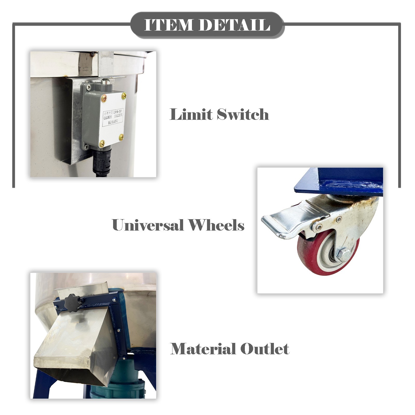 220V Plastic Particle Mixer Industrial Blender Mixer Vertical Color Mixer 1PH