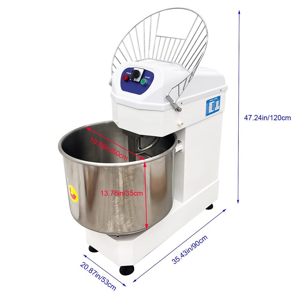 220V Electric Dough Mixer 60QT Stand Mixer Spiral Dough Kneading Machine 3 Phase