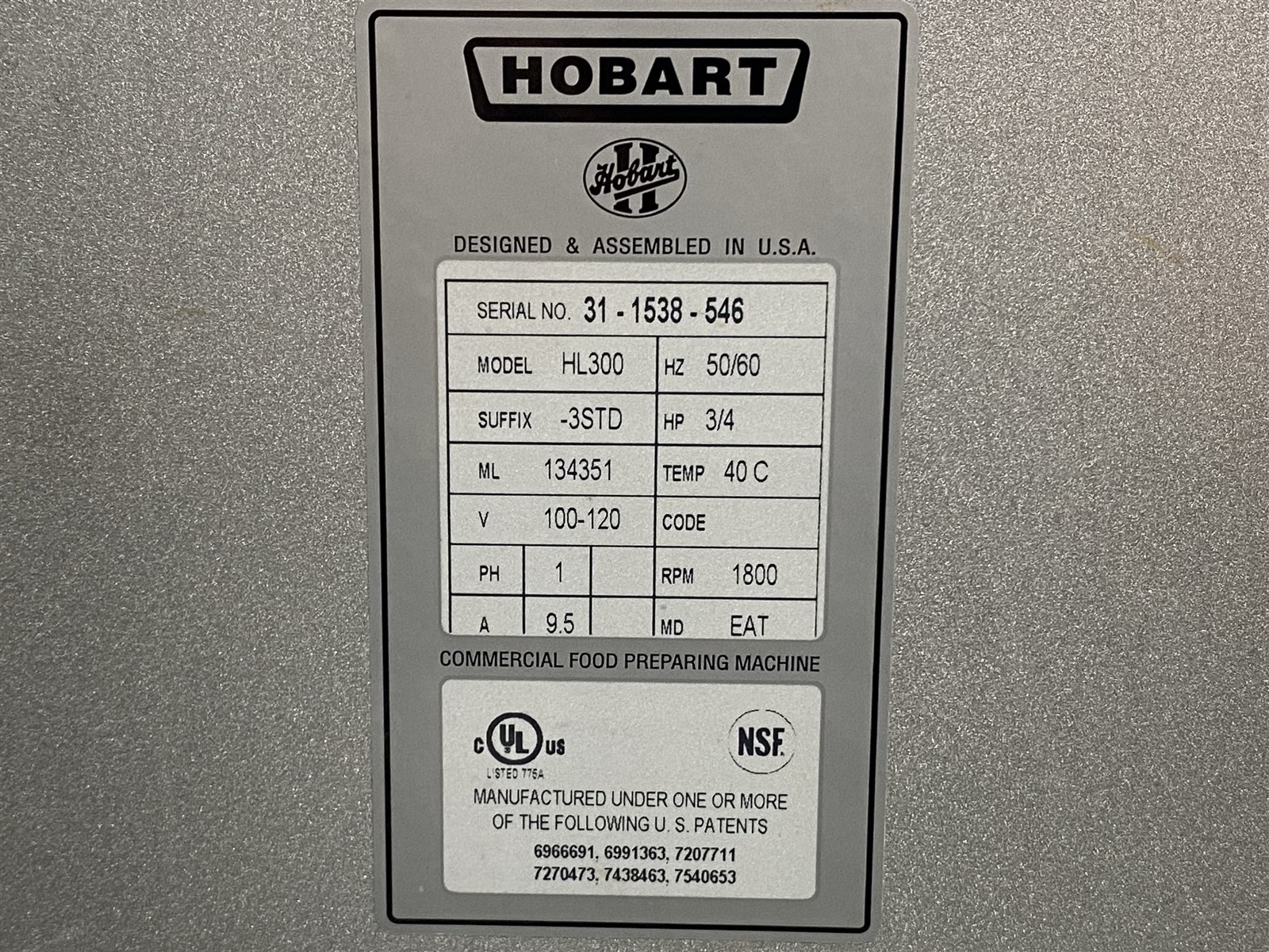 Hobart Legacy HL300-3STD 30-Qt All Purpose Planetary Floor Mixer w/ Guard PARTS
