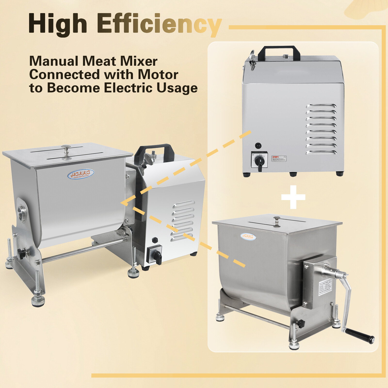 Hakka Tilt Tank Manual Meat Mixer Stainless Steel Commercial Kitchen Meat Hopper