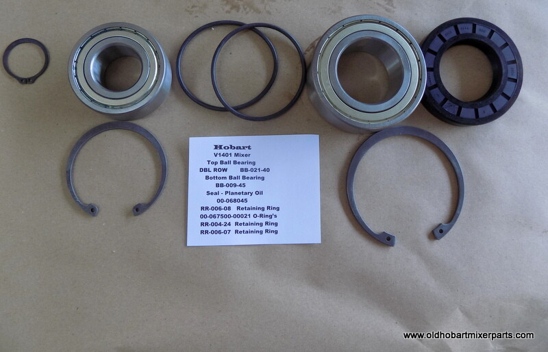 Hobart V1401 Mixer Agitator Shaft Kit, Ball Bearings Oil Seal Retaining Rings