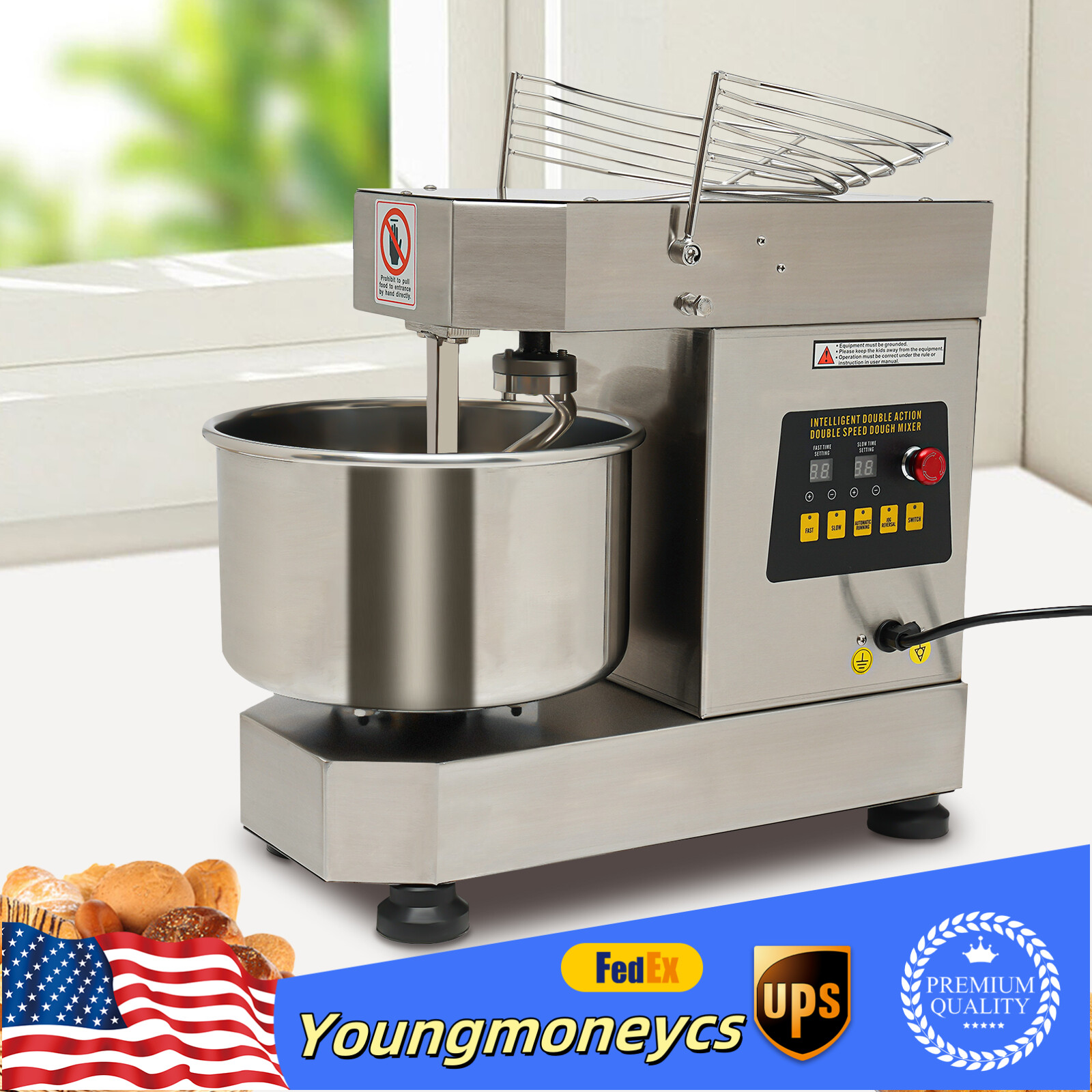 Commercial Flour Mixer Doughmaker kitchen Electric Dough Kneading Machine 110V