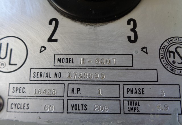 Hobart 60 Quart Planetary Mixer, Model: H600T