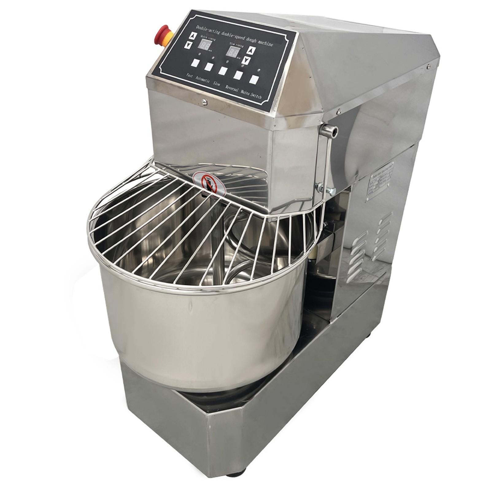 20L Dual Speed Dual Action Dough Mixer 110V Spiral Mixer Speed Time Adjustable