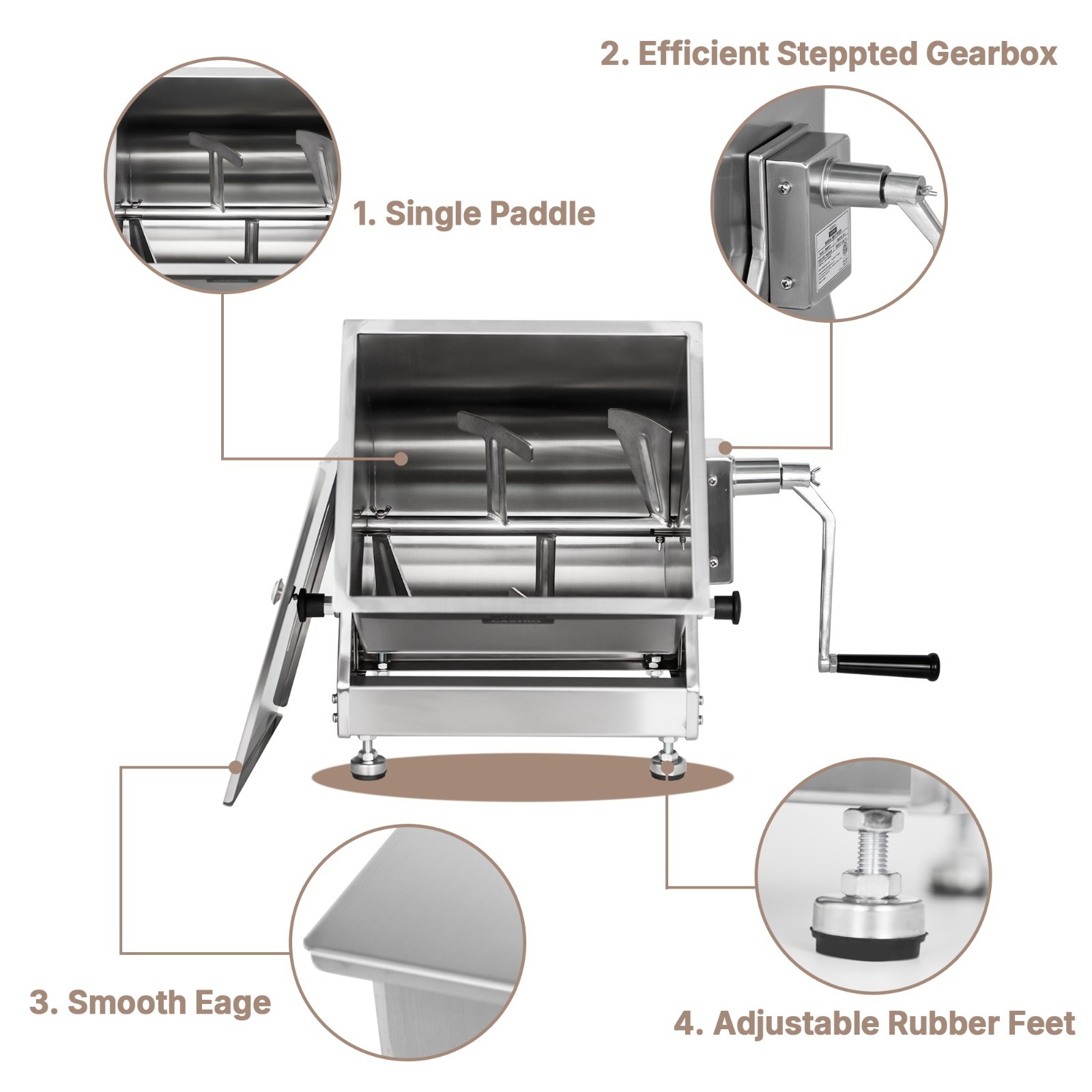 MorganGastro 30lbs Meat Mixer Manual Tilt Sausage Mixing Machine Stainless Steel