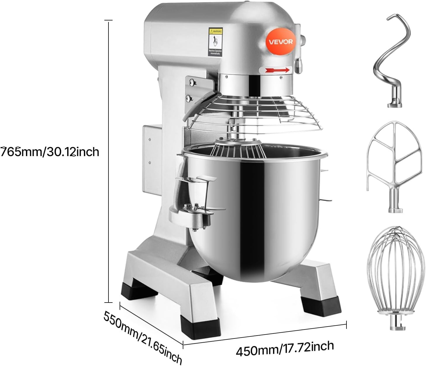 High-Efficiency 30Qt Commercial Mixer with Safety Timer – Ideal for Heavy Dough