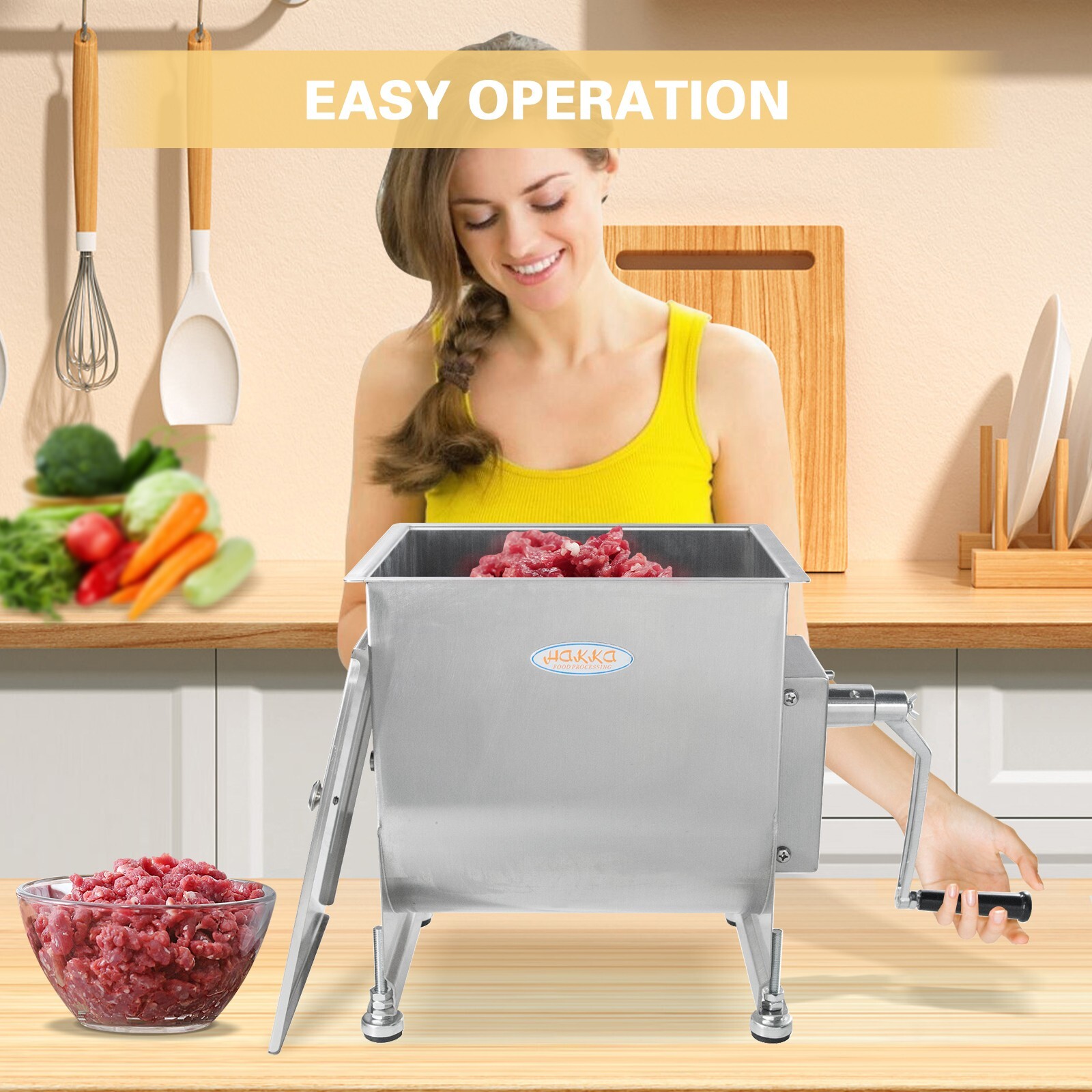 Hakka 30lbs 15L Meat Mixer Stainless Steel Hopper Food Mixer Machine