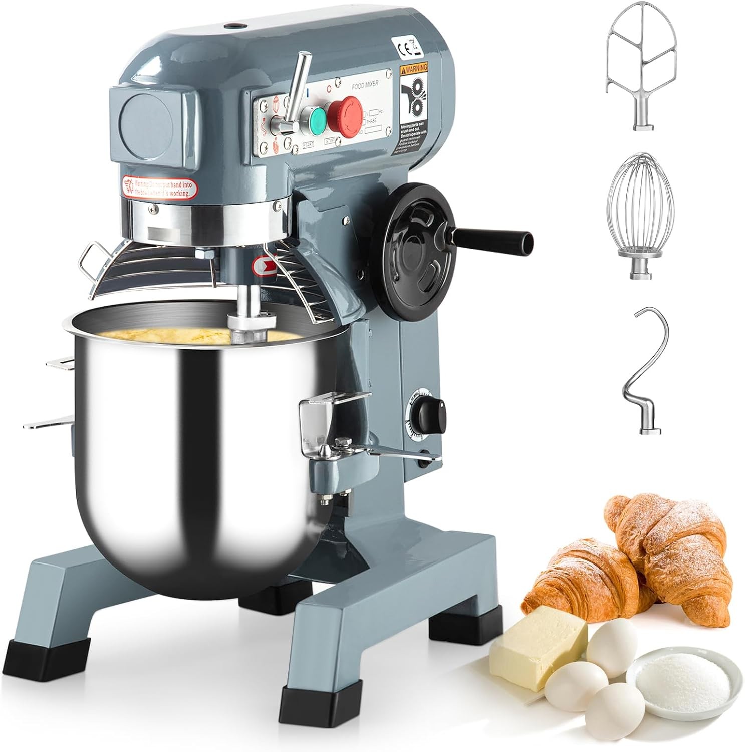 15/20/30Qt Commercial Stand Mixer 3-Speed Industrial Food Mixer Safety Guard