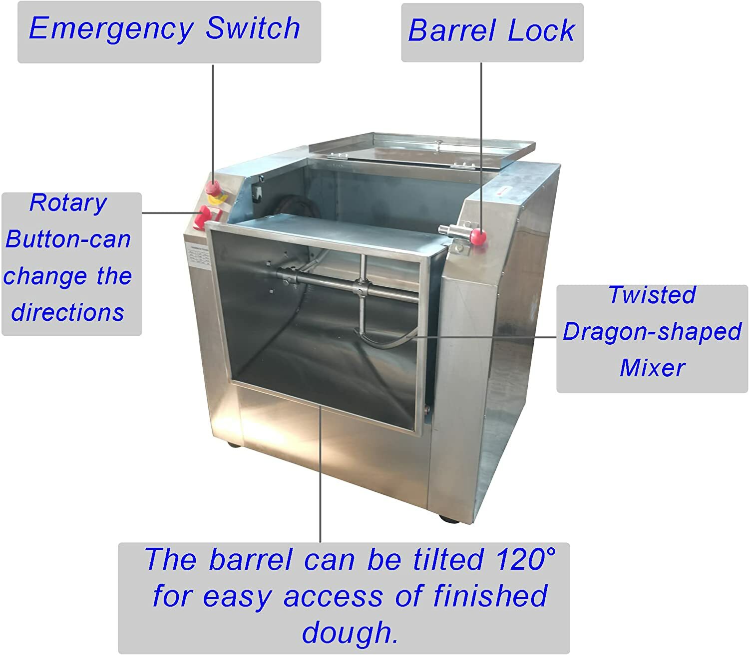 110V 25 KG Commercial Dough Mixer Machine 50QT 2200W Electric Flour Mixer
