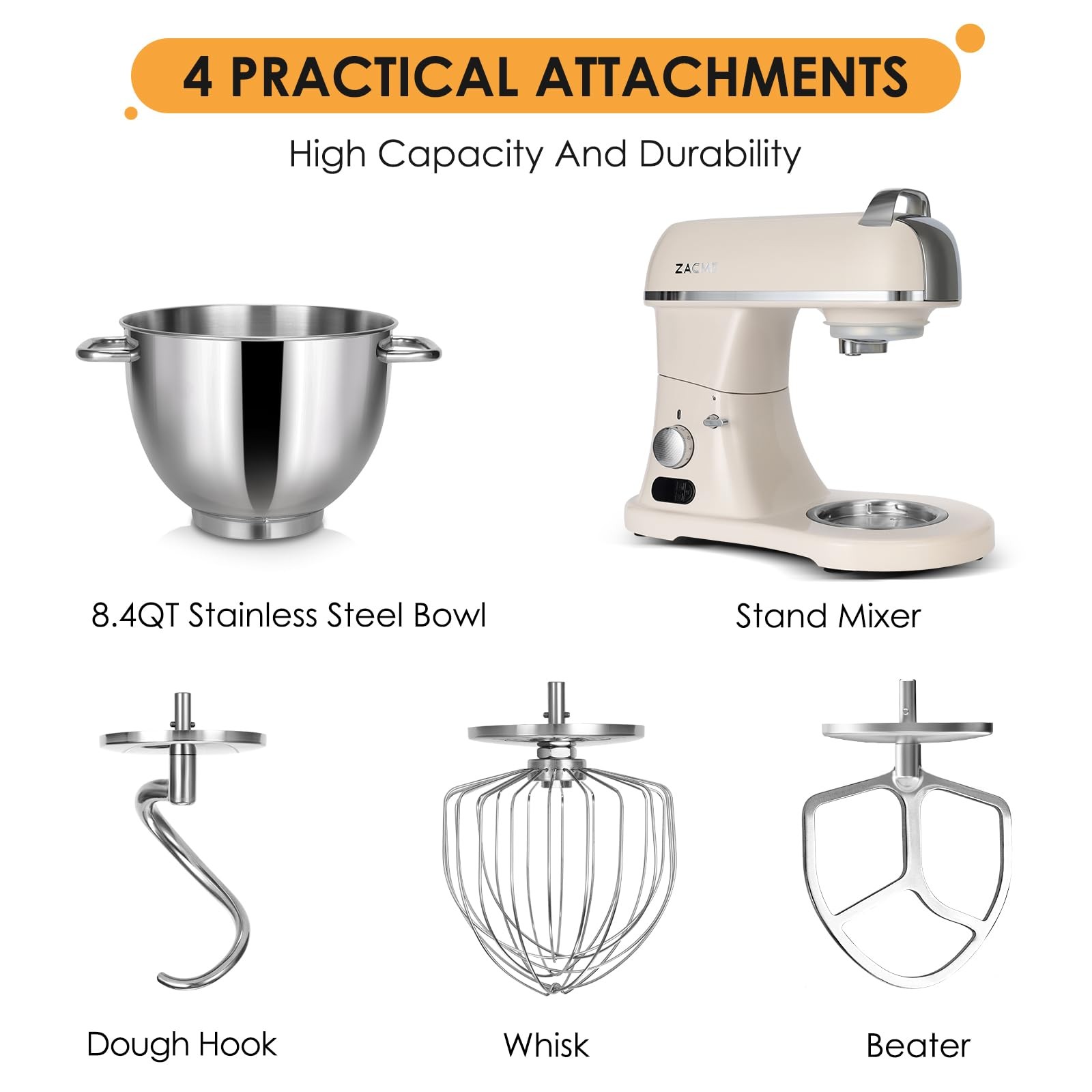 8.4QT Commercial Stand Mixer 800W with Aluminum Die Casting Meets the Standard