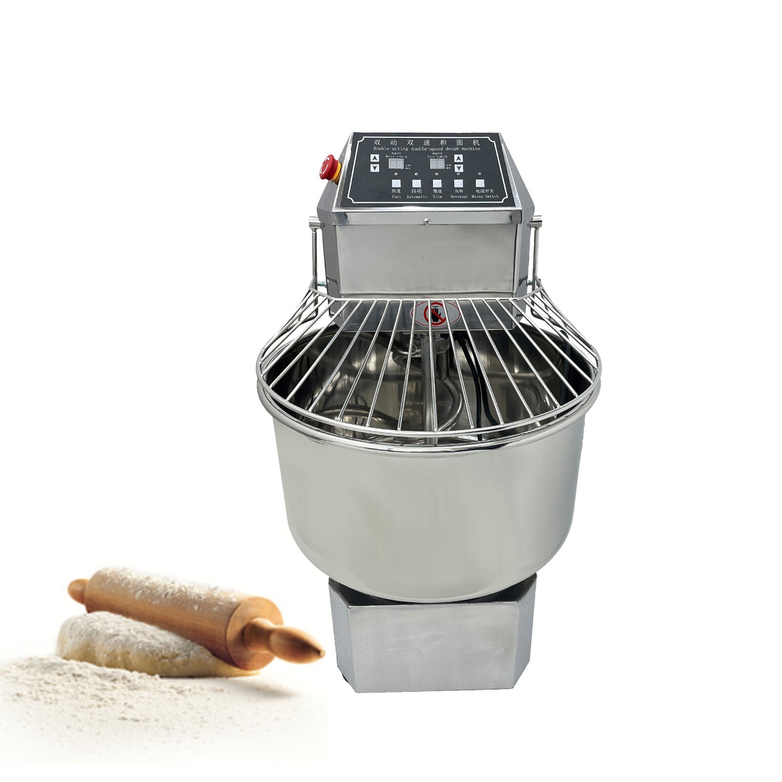 50L All Stainless Spiral Dough Mixer Inverter Double Speed Auto Slow-Fast Switch