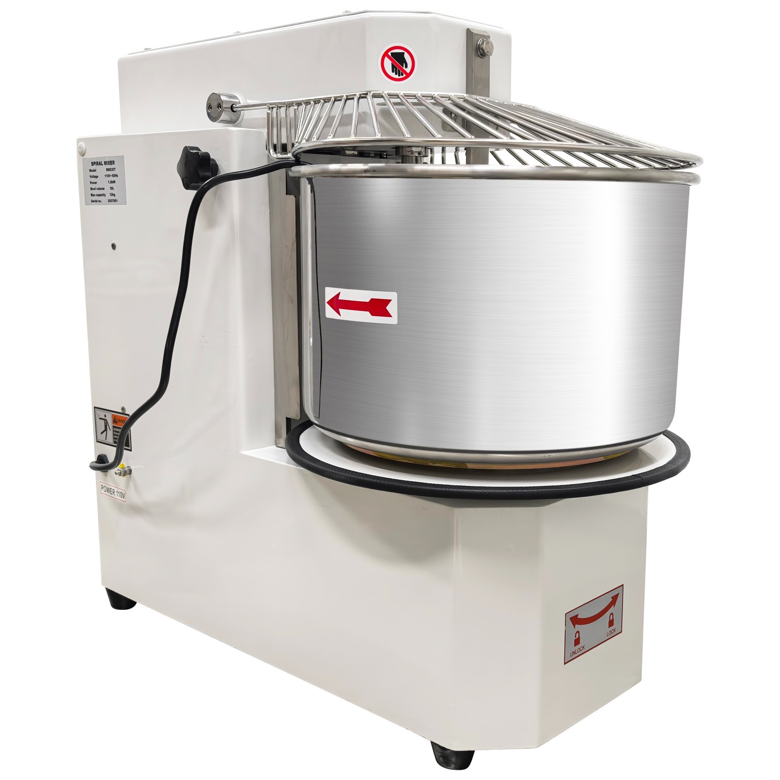 110V 20L Commercial Dough Mixer Spiral Stand Mixer, Dual Speed & Dual Action