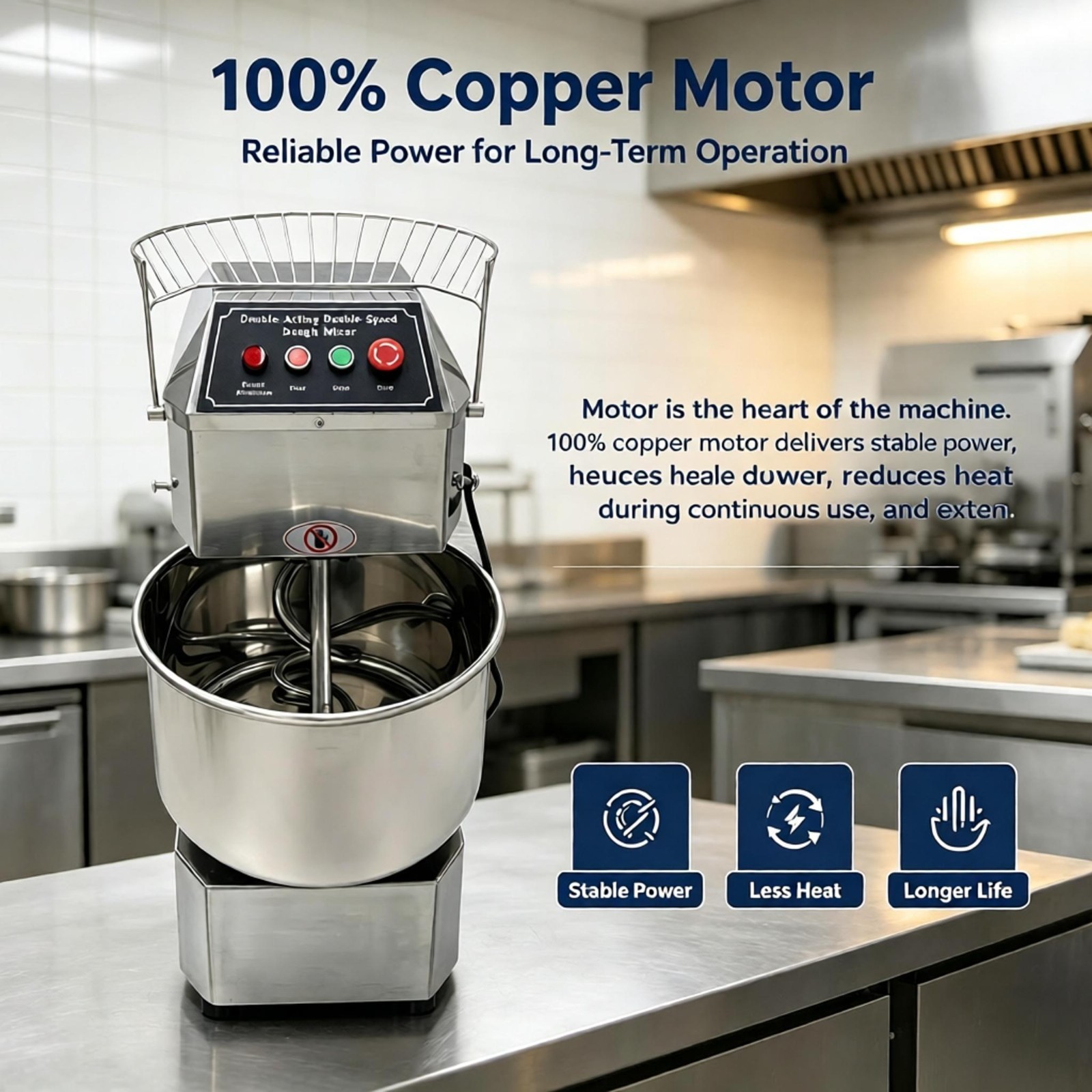 30L Commercial Food Mixer 110V Dual Speed Bakery Spiral Dough Kneading Machine