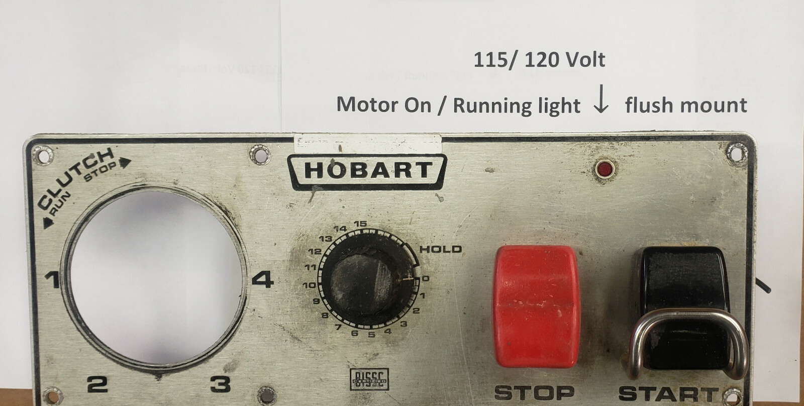 Hobart M802, V1401 Control panel Light on off light 125 volt 00-294700-004-2