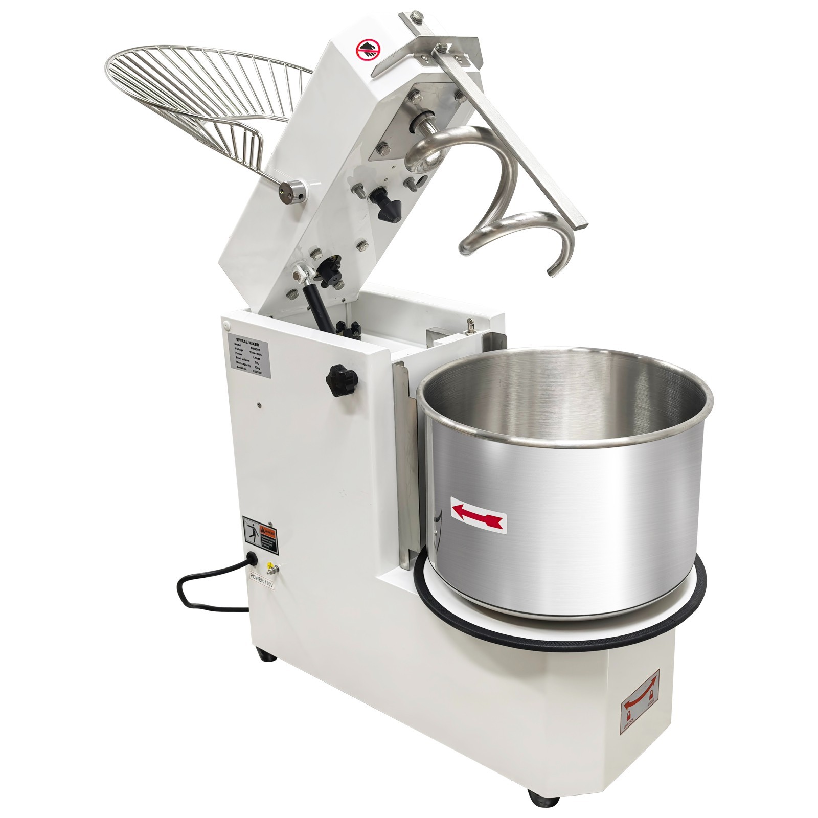 110V 20L Commercial Dough Mixer Spiral Stand Mixer, Dual Speed & Dual Action
