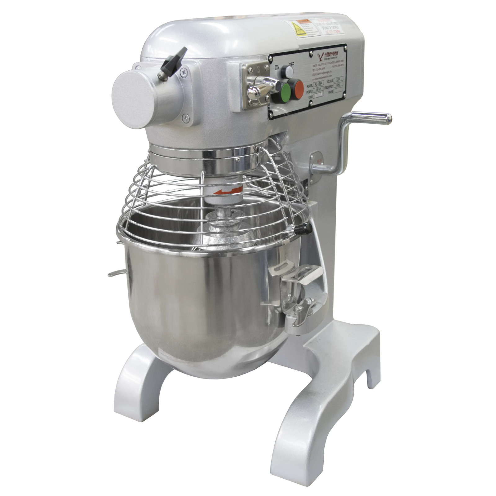10 Qt 3-Speed Gear Driven Countertop Planetary Mixer- 2/3 HP