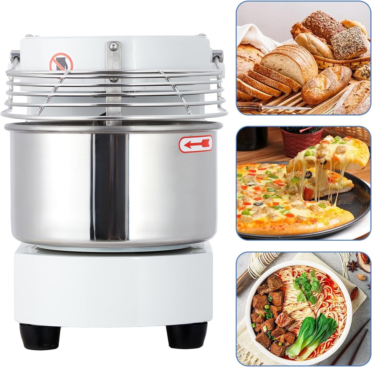 Commercial Food Mixer 10.5Qt Touch Screen Dough Mixer Timer 650W Dual Rotating