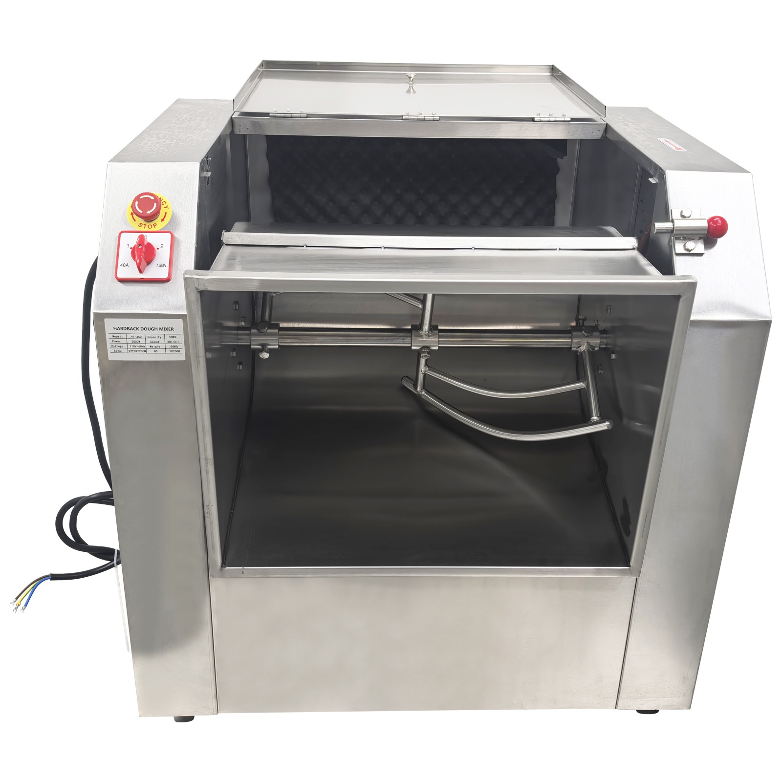Upgraded! 50KG Commercial Dough Mixer 110V Food Mixer Flour Mixer 90° Tilt Bowl
