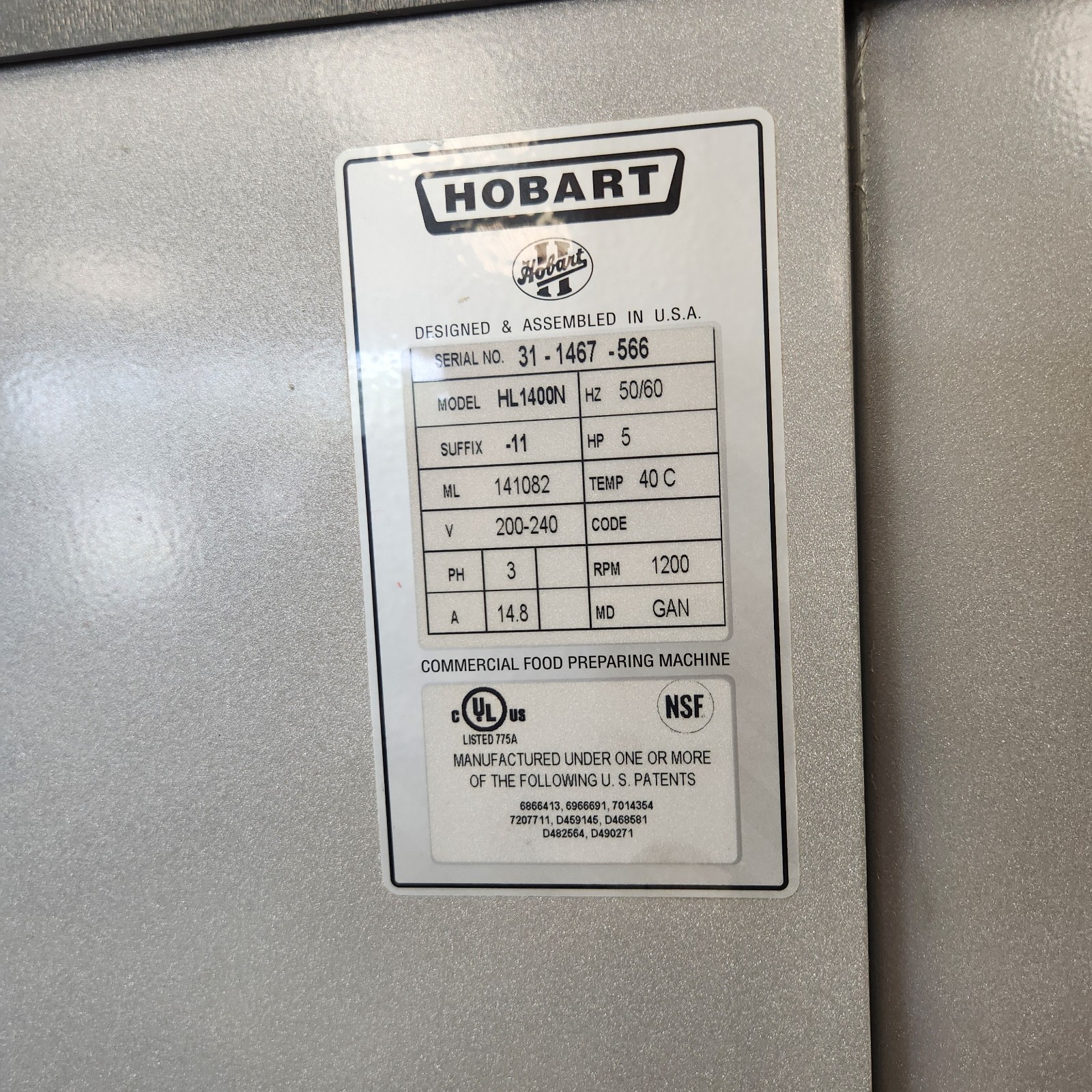 *Rebuilt By Hobart* Legacy HL1400N 140 Quart Bakery Restaurant Dough Mixer + Acc