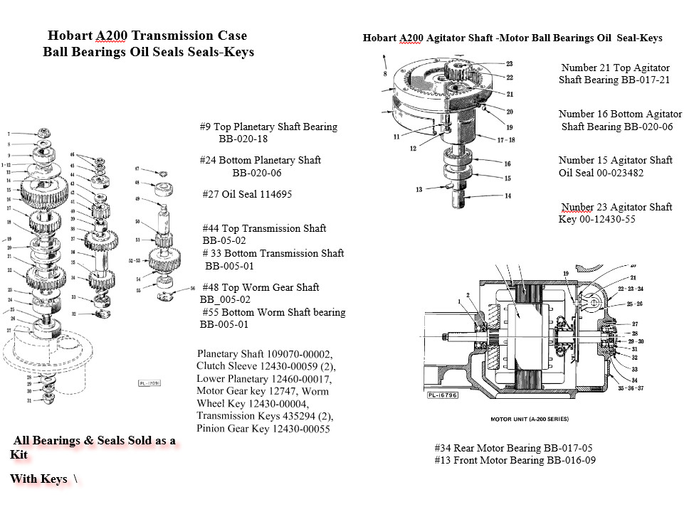 Hobart A200 Premium Bearings & Seal Kit