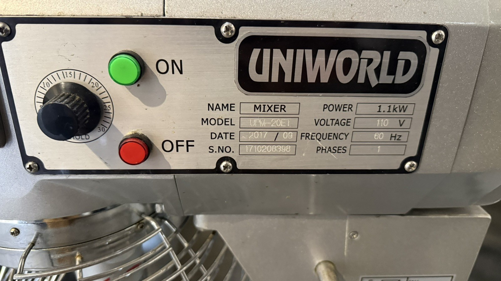 UNIWORLD PLANETARY MIXER 20 QT MODEL UPM-20E