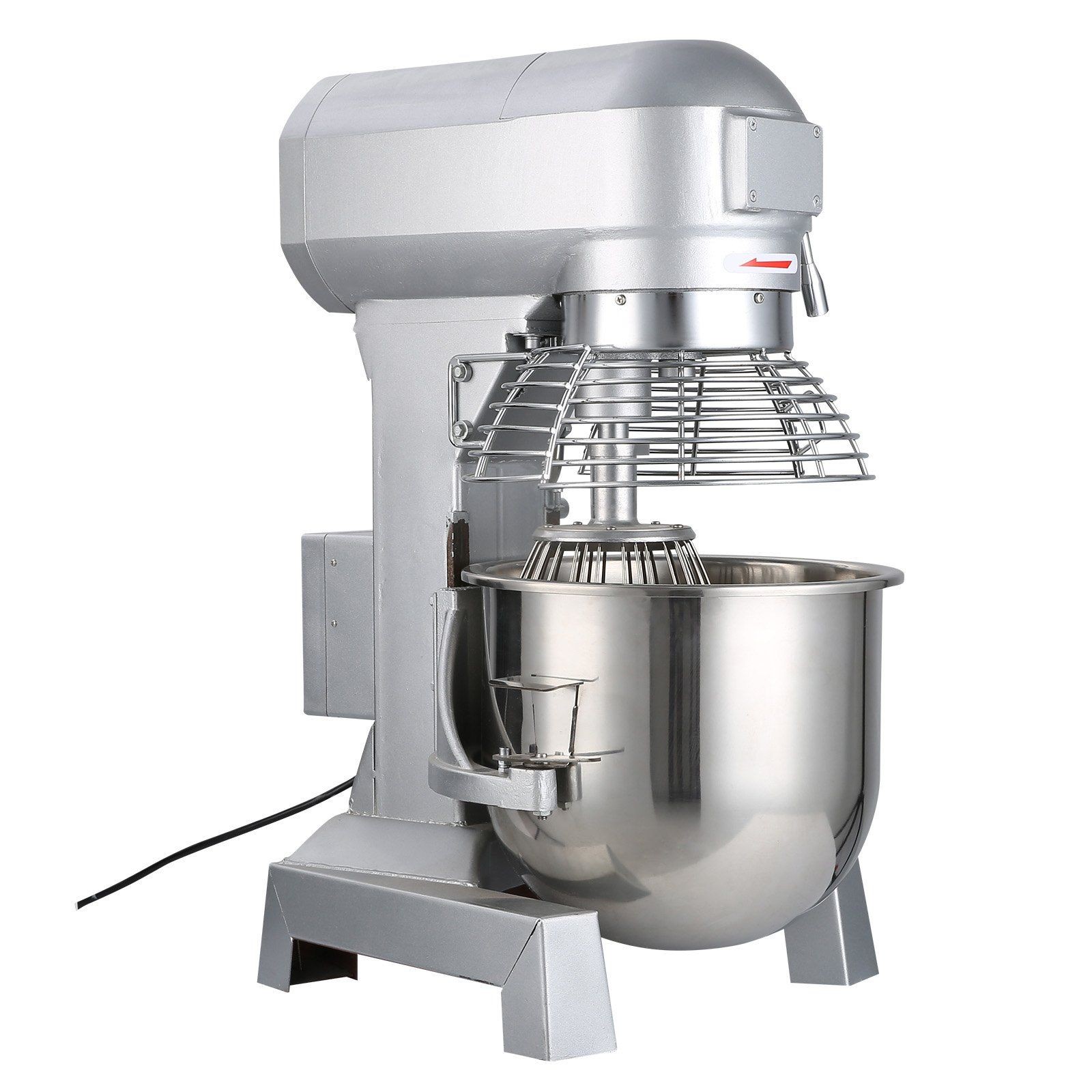 30Qt 1100W 3-Speed 105/180/408RPM Heavy Duty Mixer & Bowl, Hook, Whisk