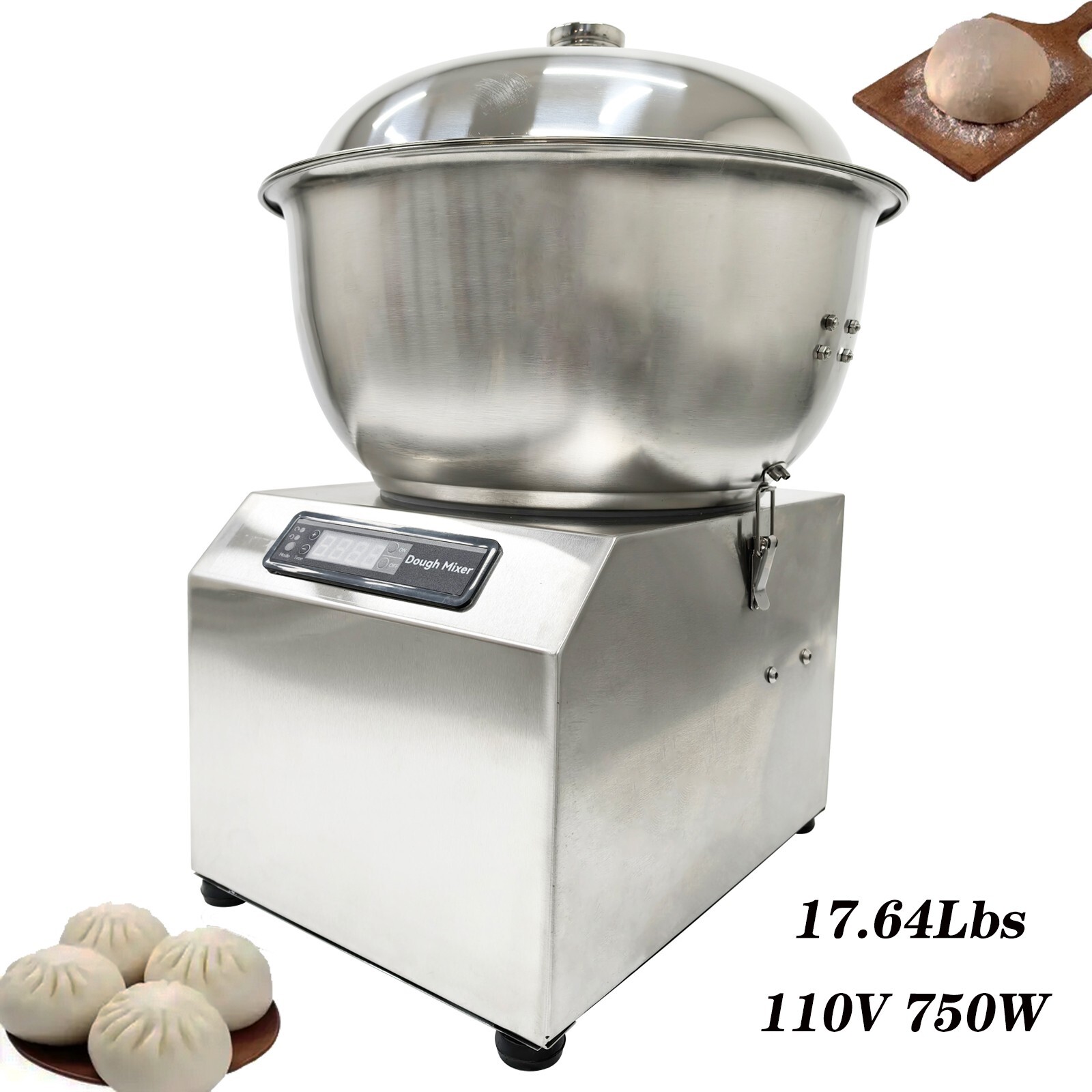 8KG Electric Detachable Basin Dough Mixer LED Screen Cake Dough Kneading Mixer