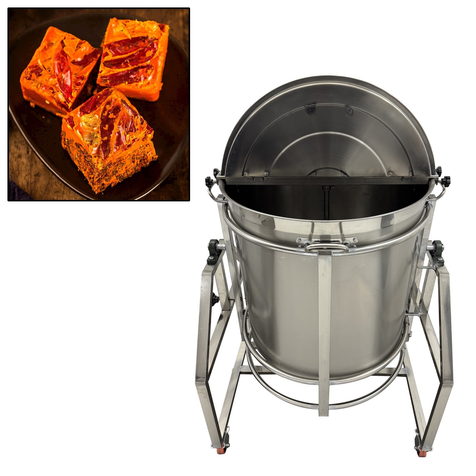 110V Automatic Electric Food Heating Stirrer Pot Stainless Steel Food Mixer