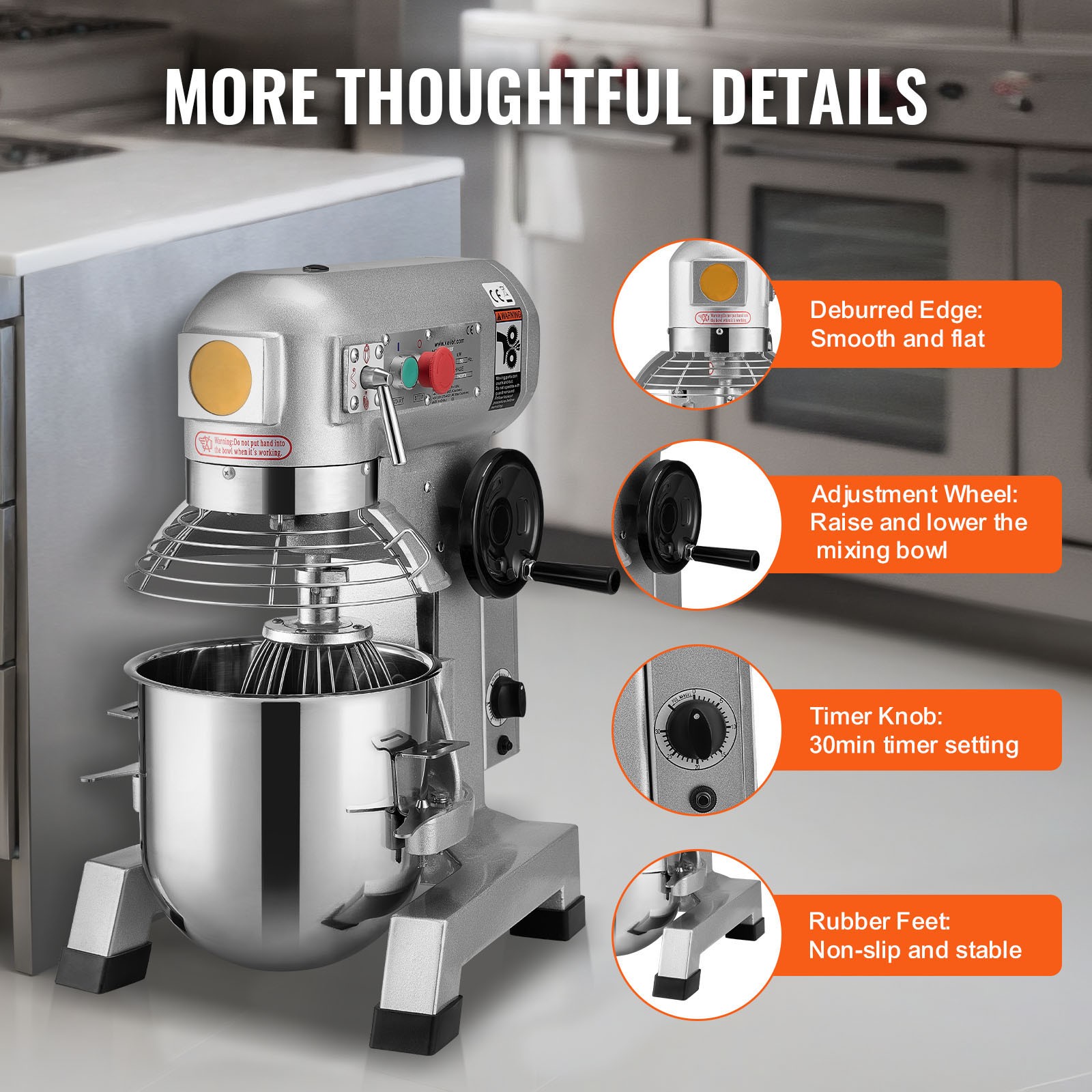 Uimoso 10Qt Commercial Electric Stand Mixer with 3 Speeds and 550W Power