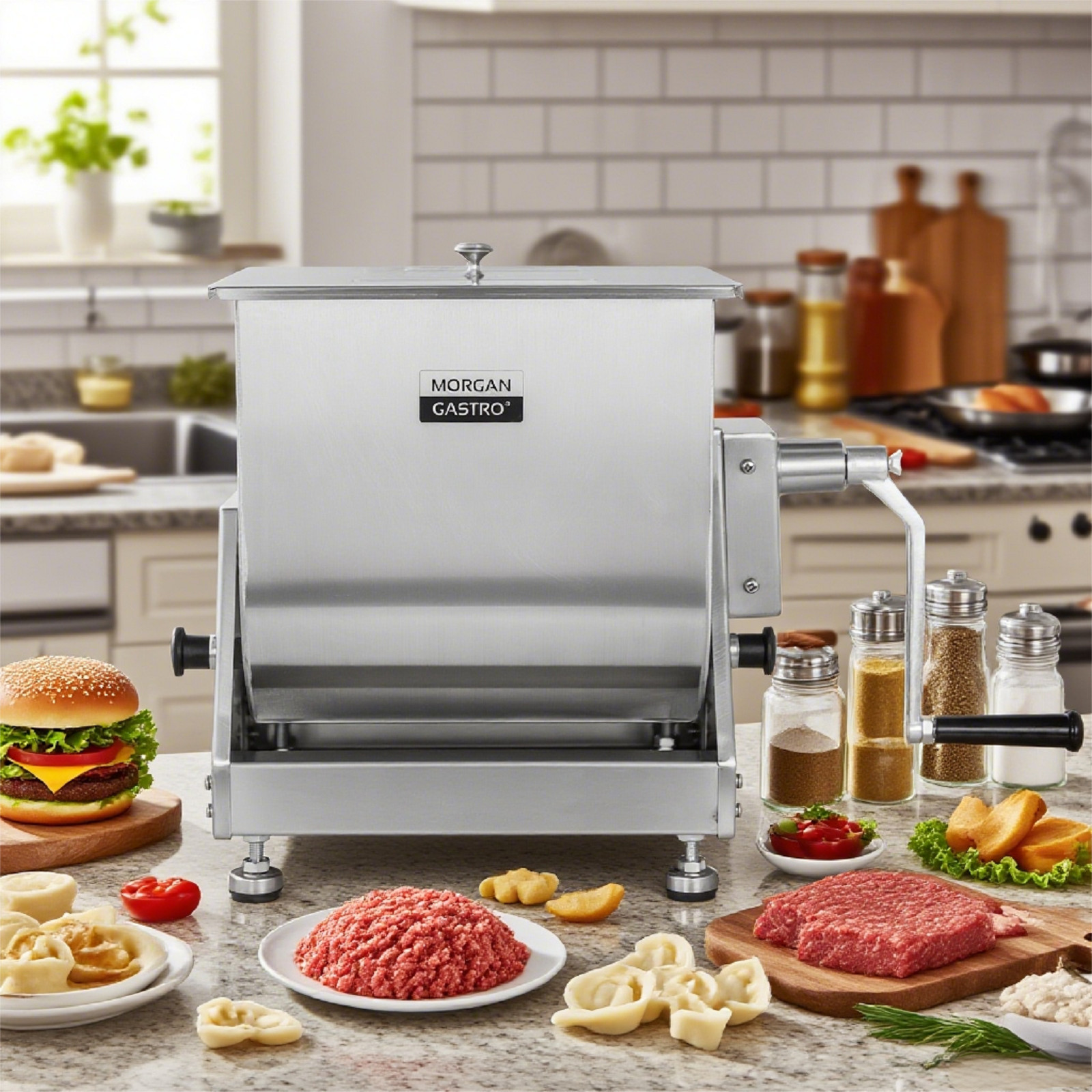 MorganGastro 30lbs Meat Mixer Manual Tilt Sausage Mixing Machine Stainless Steel