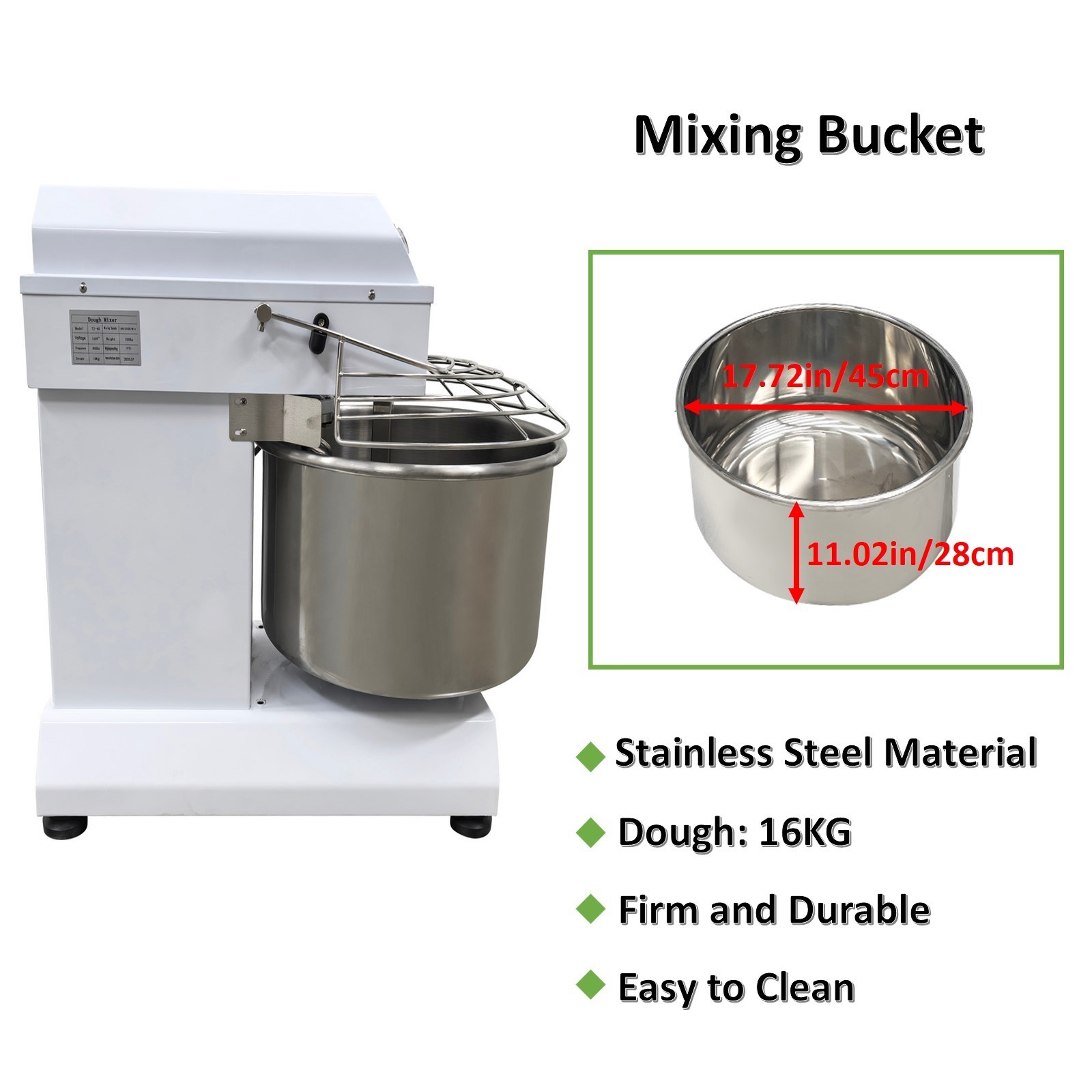 35QT/40L Dough Mixer Food Mixer Stand Mixer for Pizza Bread Variable Frequency