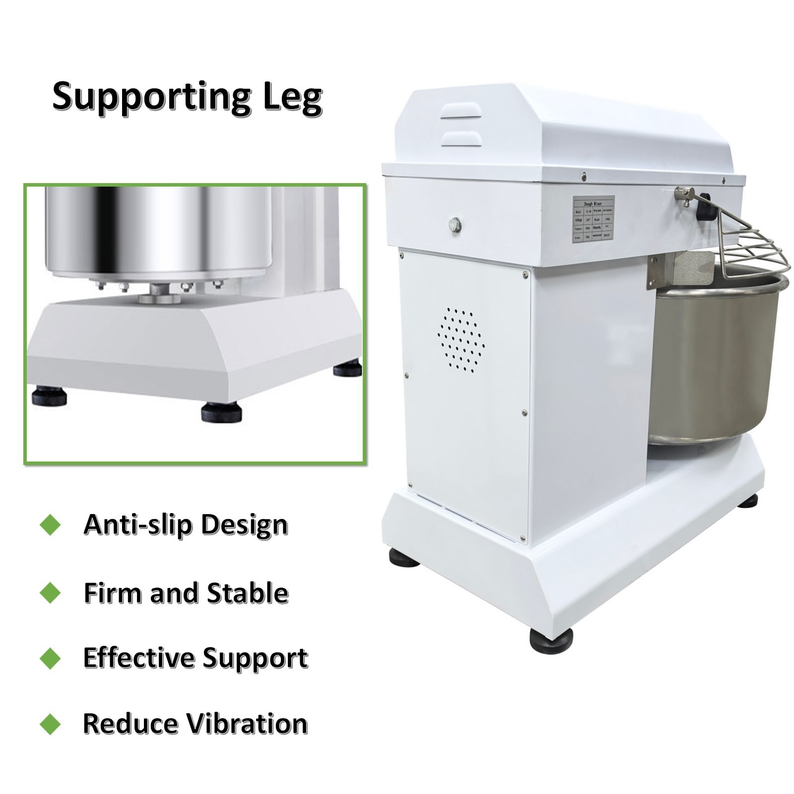 Commercial Electric Flour Mixer Machine 40QT Dual-Speed Spiral Dough Mixer 110V