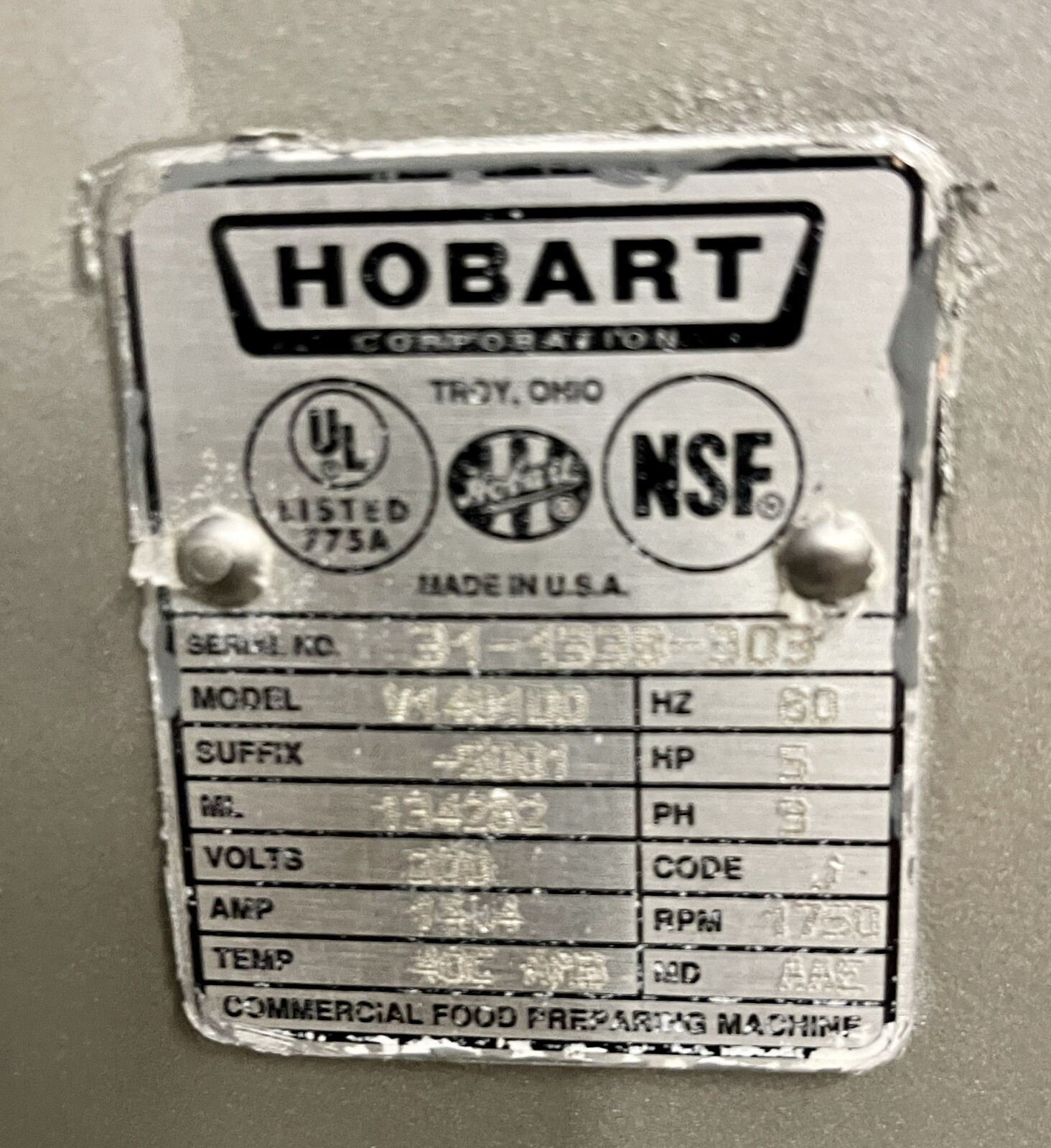 Hobart 140qt mixer V1401 Mixer Bowl Guard W Stainless Steel Bowl 1 Attachment