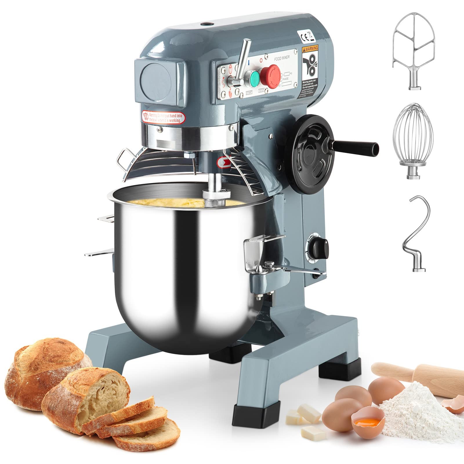 🔴✅20QT Commercial Food Mixer with Timing Function 1100W 110V 3 Speeds Adjustabl