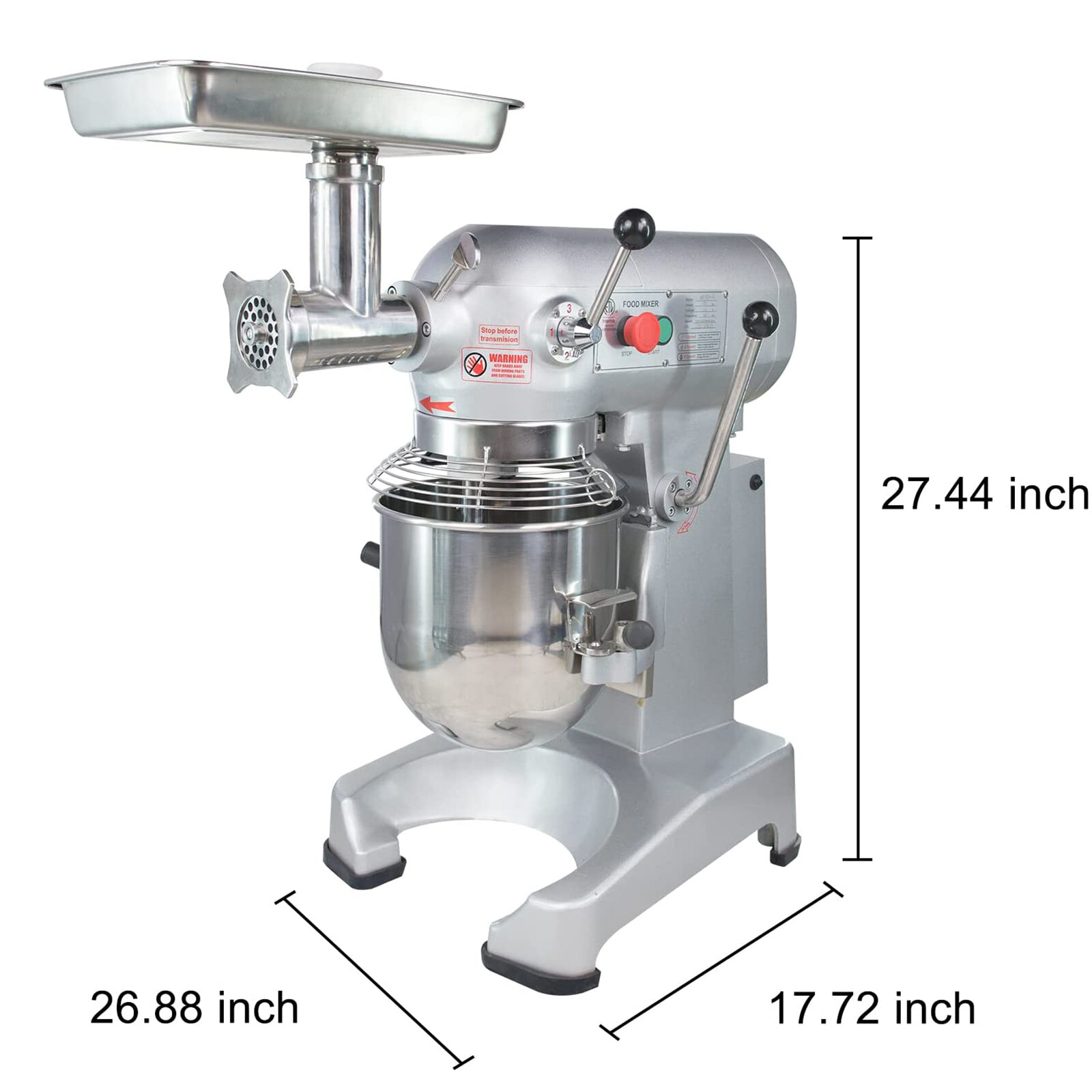 Hakka Commercial Planetary Mixer 10Qt Dough Food Mixer 4 Function Bakery 400W