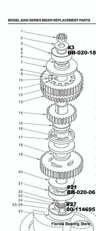 Hobart A120-A200 Planetary Shaft BB-020-18 Top BB-020-06 Bottom Seal 00-11469