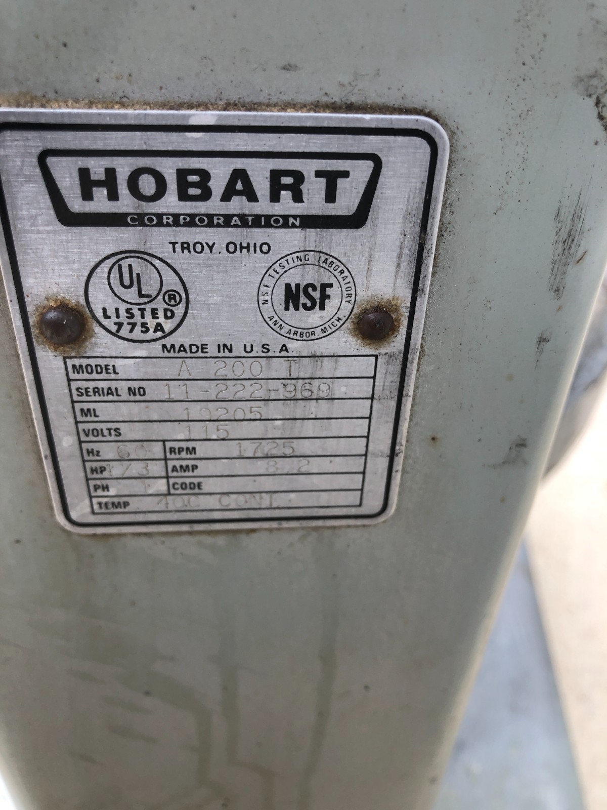 Hobart A200T 20 Quart Commercial Mixer 115V With Timer AS/IS