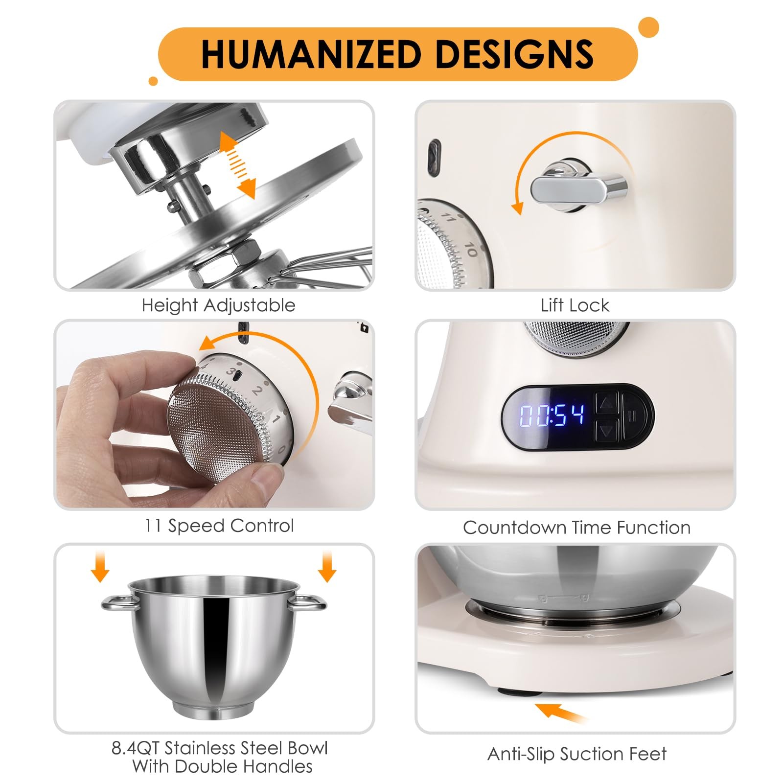 8.4QT Commercial Stand Mixer 800W with Aluminum Die Casting Meets the Standard
