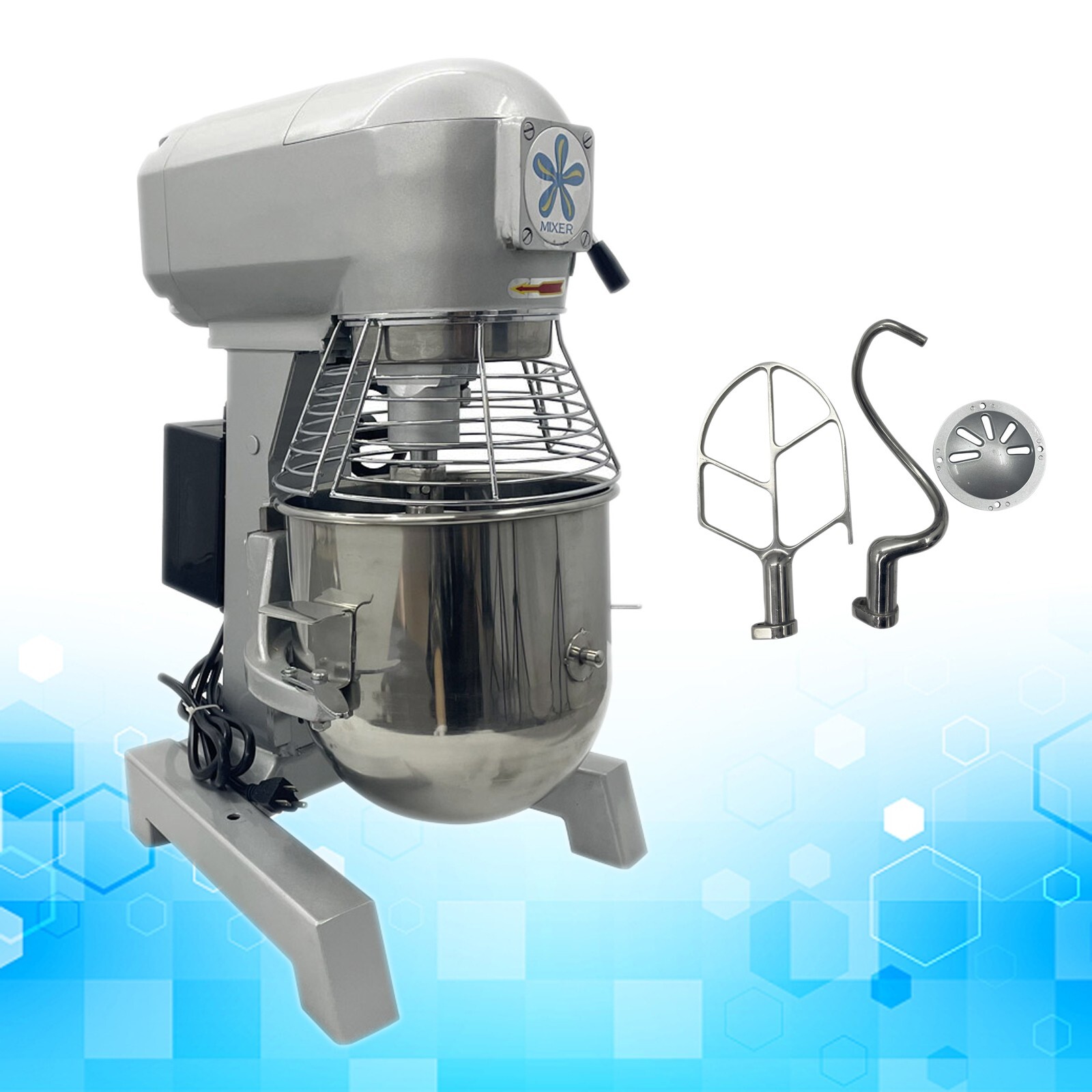 110V 450W 3.3GAL Commercial Dough Mixer Dough Kneading Machine 3 Speeds