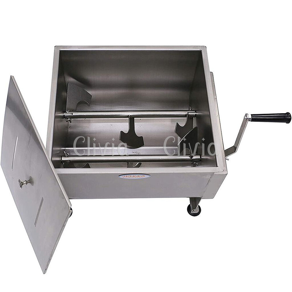 Clivia 45 lb Double Axis Meat Mixer Stainless Steel Manual Sausage Filling Mixer